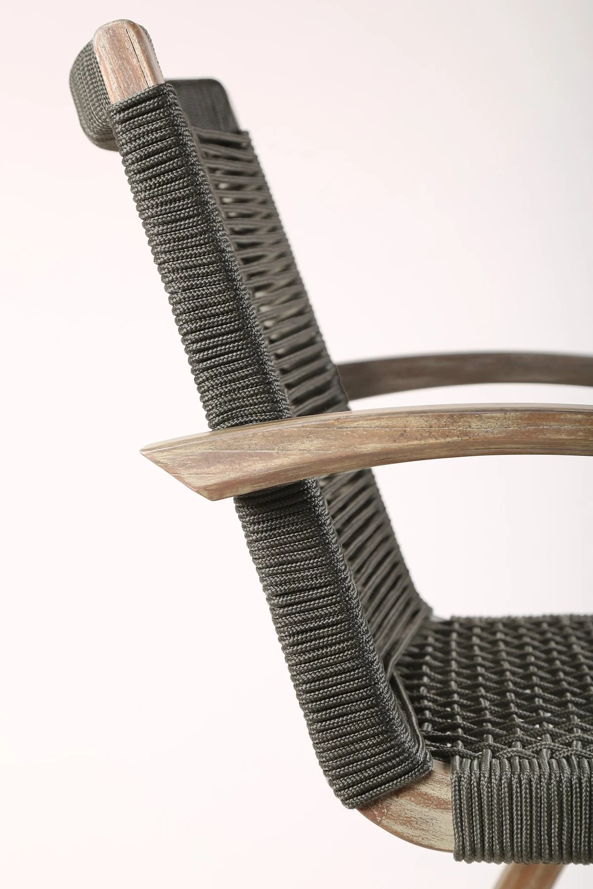 Brielle Outdoor Light Eucalyptus Wood and Charcoal Rope Bar Height Stool - Image 8
