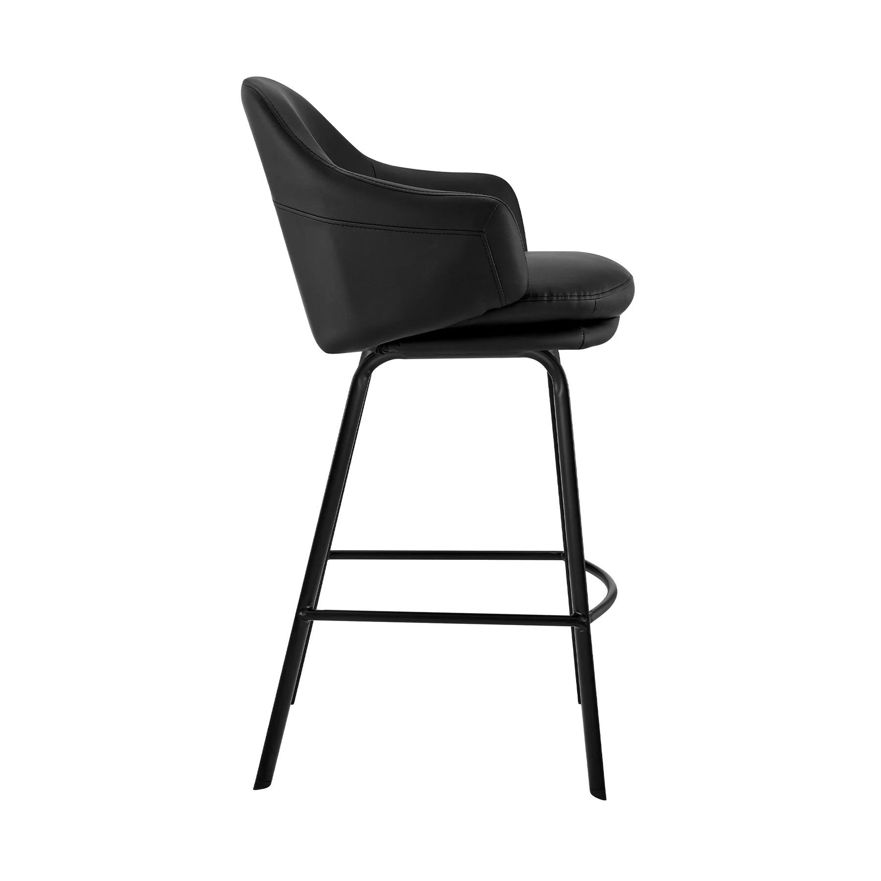 Brigden Black Faux Leather and Black Metal Swivel 26" Counter Stool - Image 3