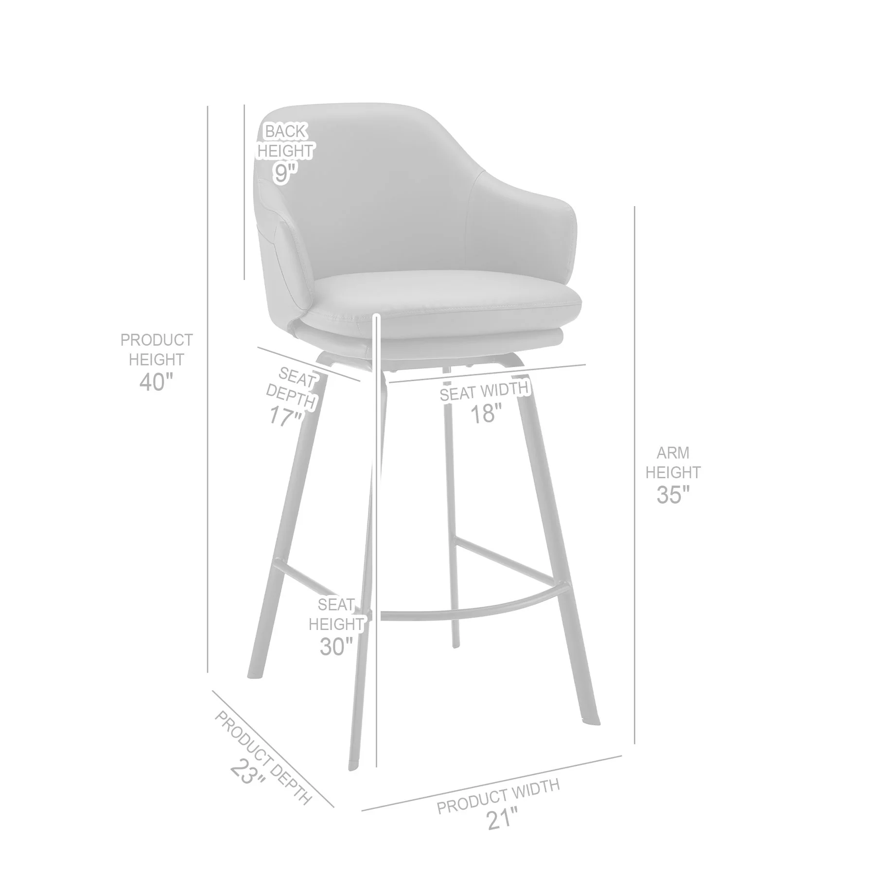 Brigden Black Faux Leather and Black Metal Swivel 30" Bar Stool - Image 10