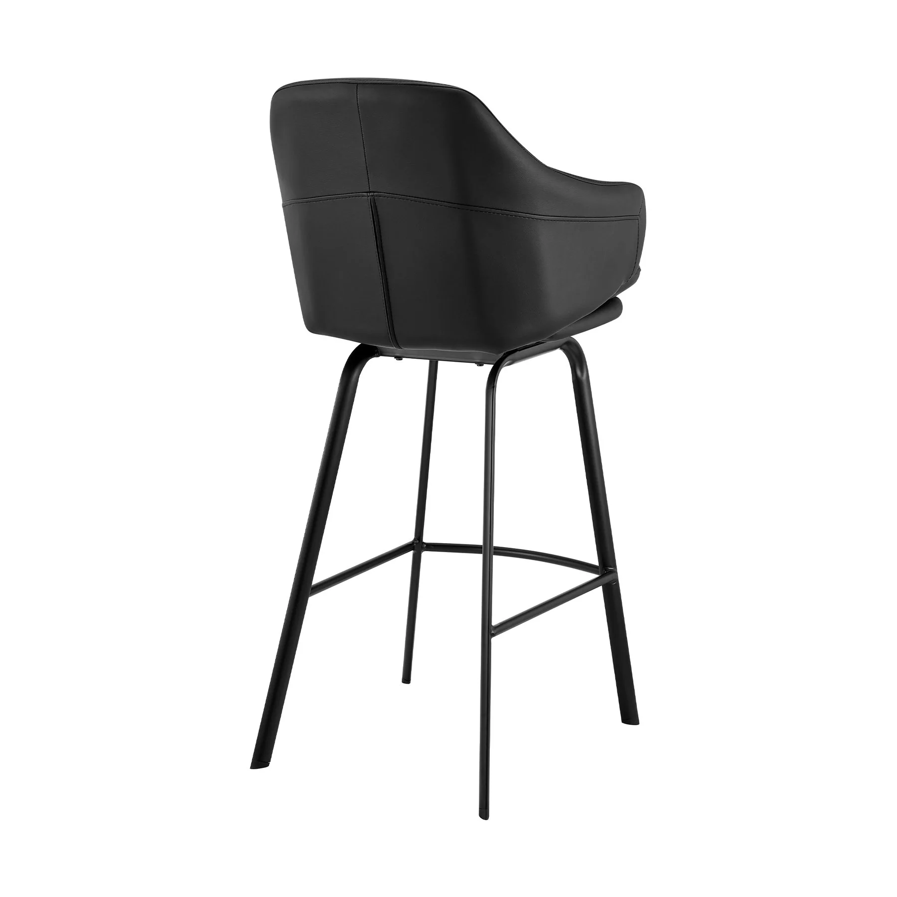 Brigden Black Faux Leather and Black Metal Swivel 30" Bar Stool - Image 4