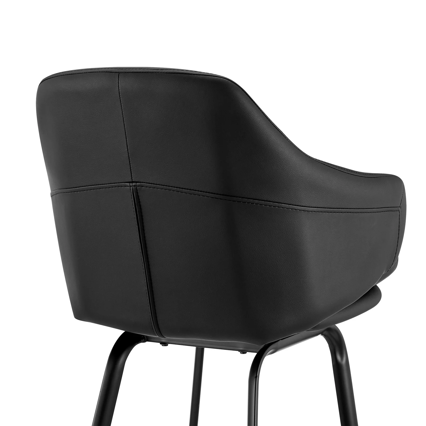 Brigden Black Faux Leather and Black Metal Swivel 30" Bar Stool - Image 7