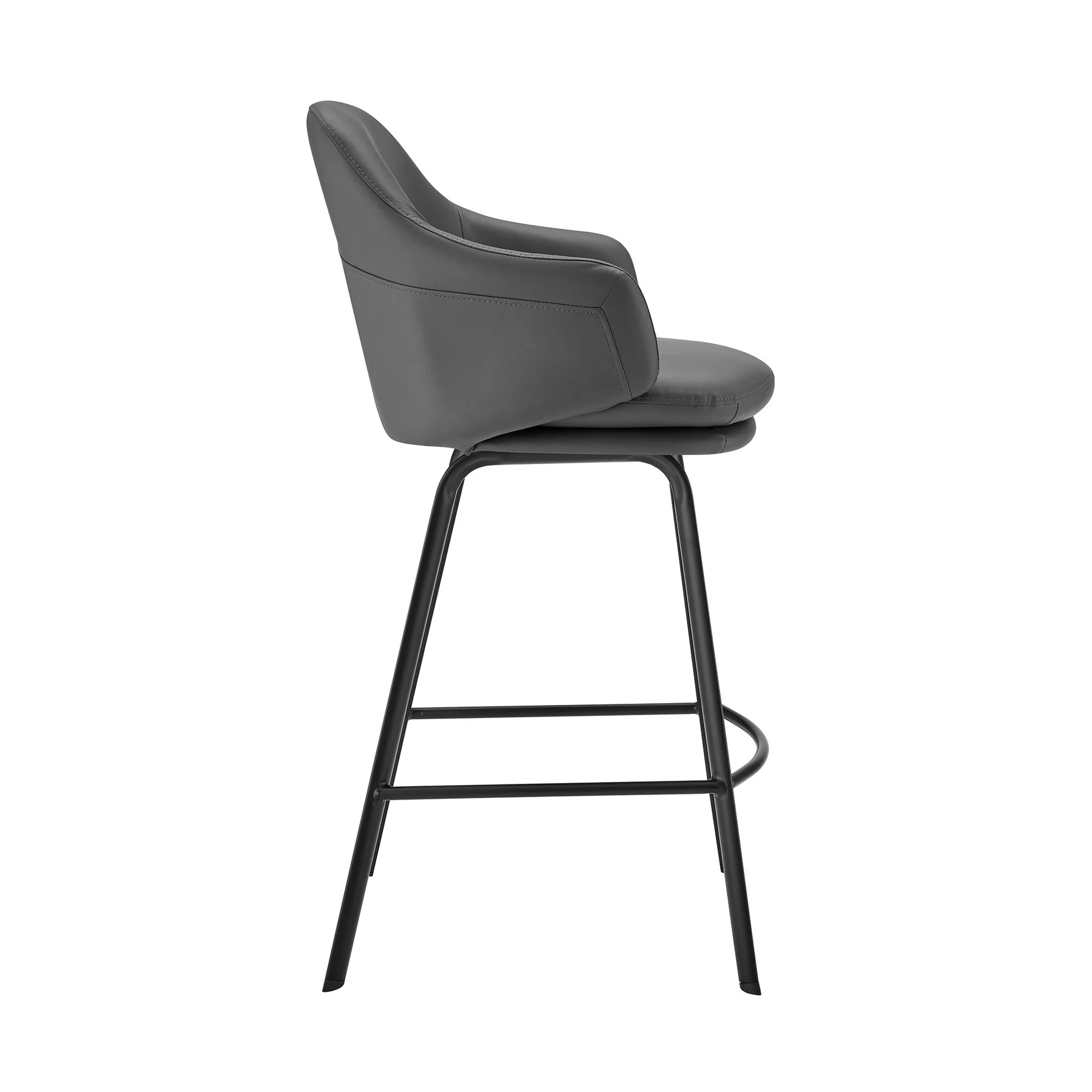 Brigden Gray Faux Leather and Black Metal Swivel 26" Counter Stool - Image 3
