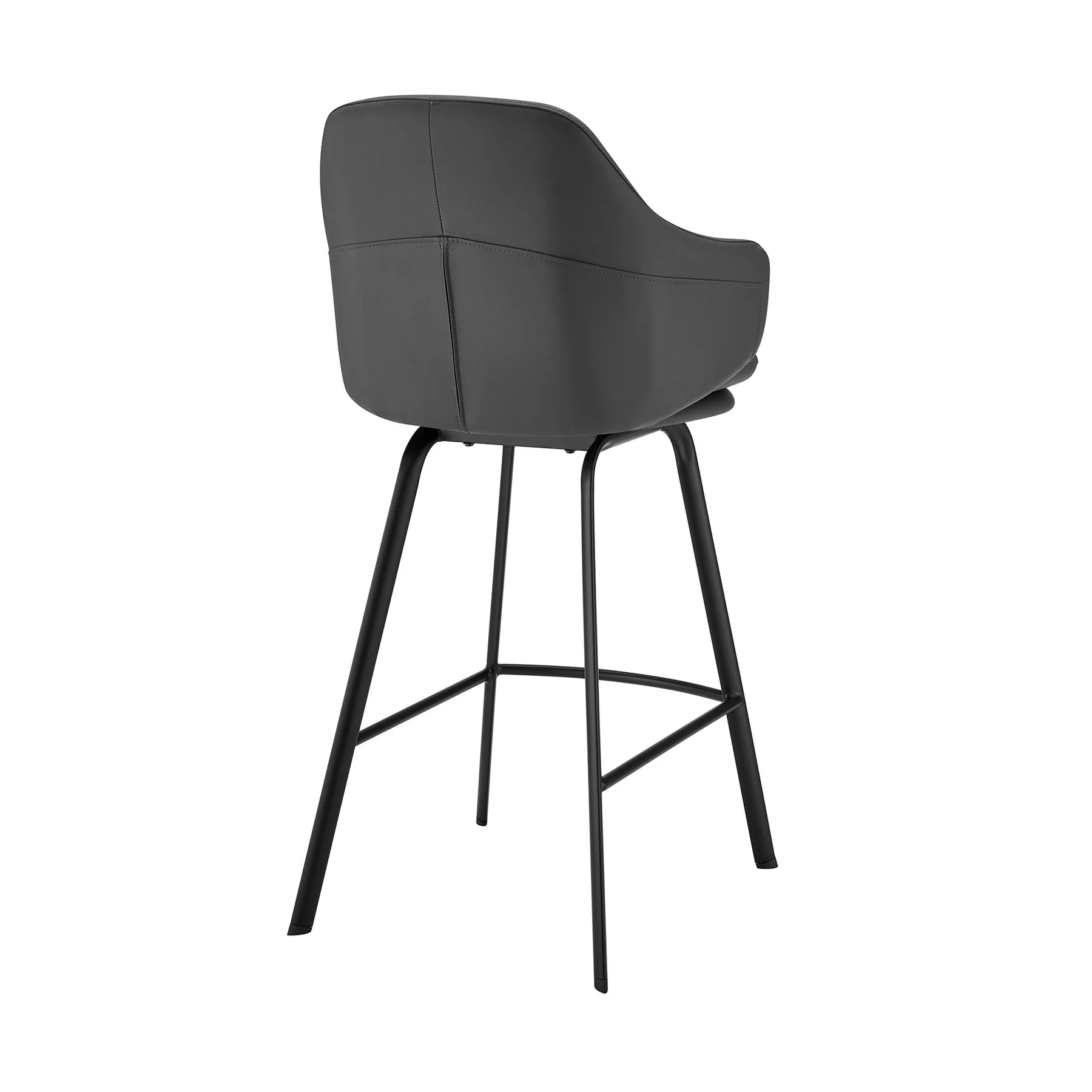 Brigden Gray Faux Leather and Black Metal Swivel 26" Counter Stool - Image 4