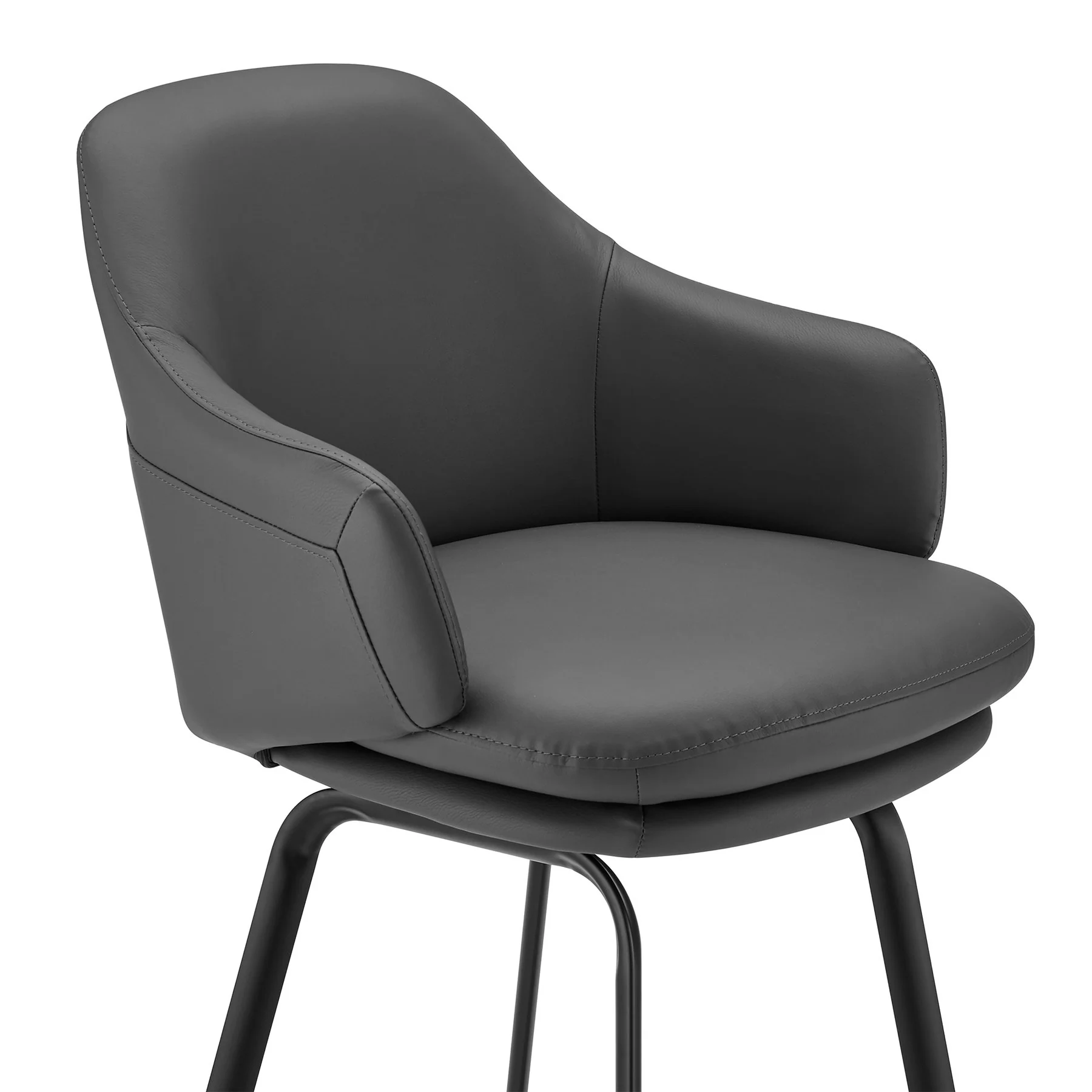 Brigden Gray Faux Leather and Black Metal Swivel 26" Counter Stool - Image 6