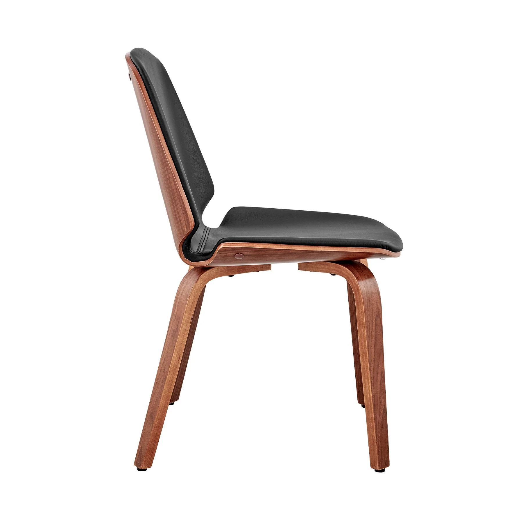 Brinley Black Faux Leather and Walnut Wood Dining Room Accent Chair - Image 3