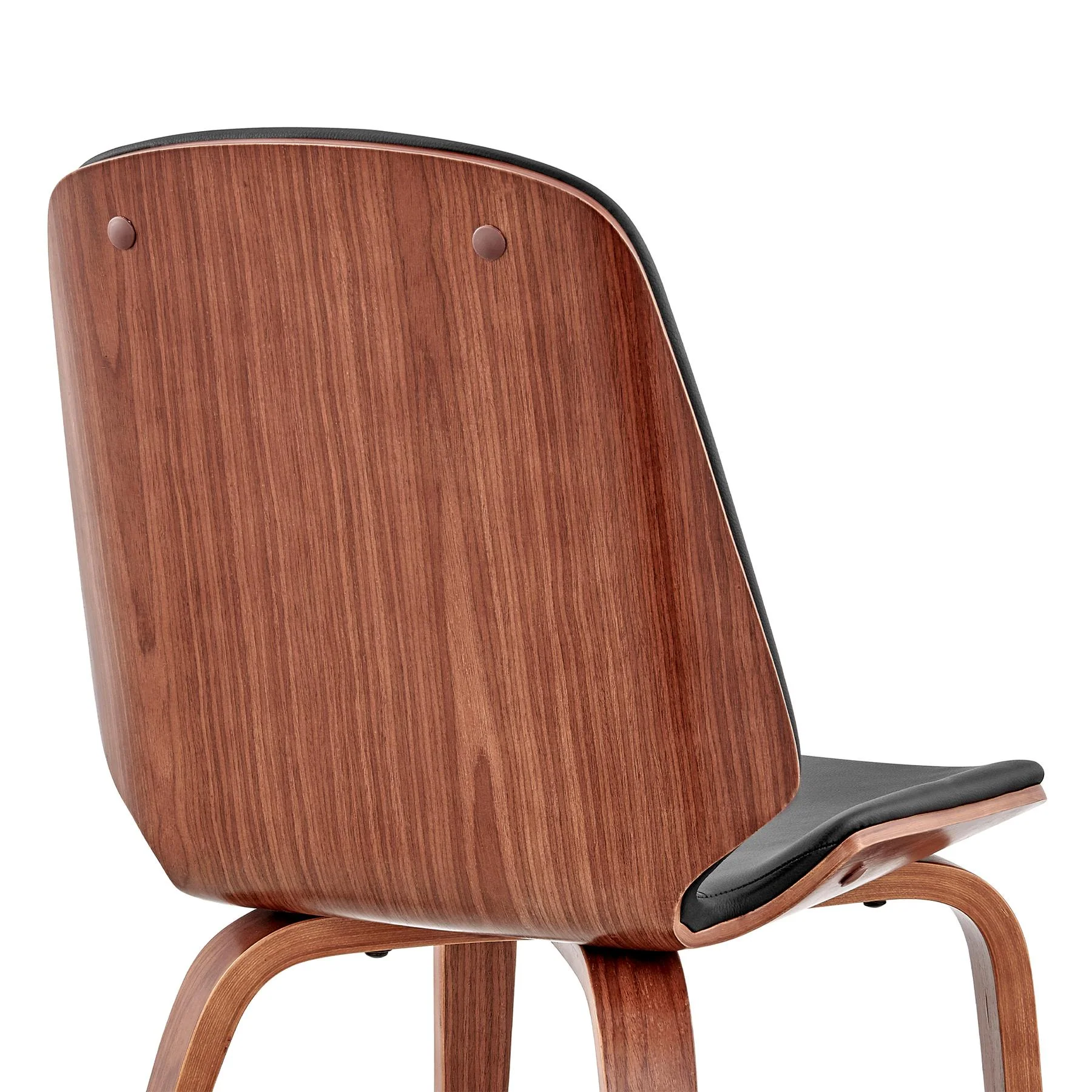 Brinley Black Faux Leather and Walnut Wood Dining Room Accent Chair - Image 7