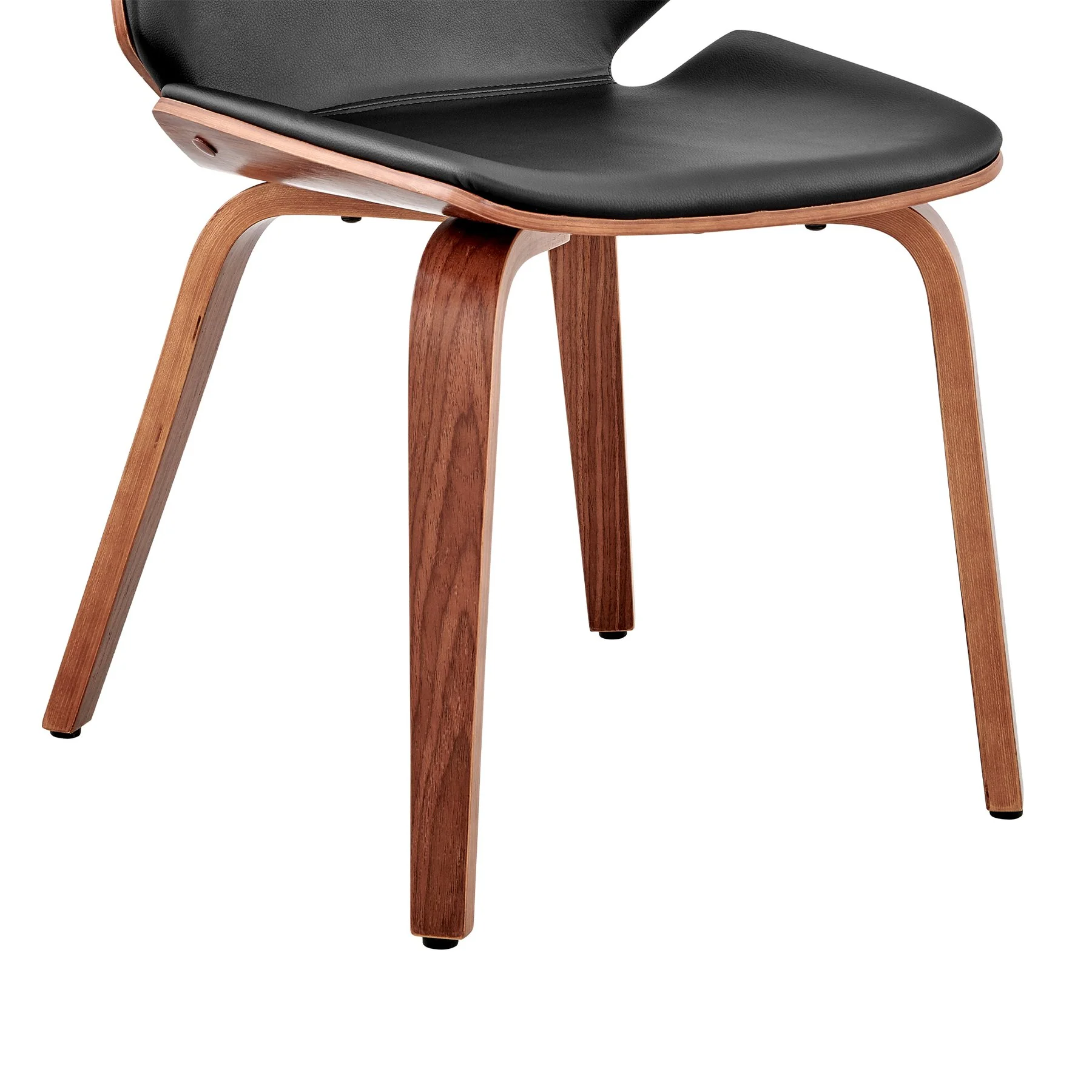 Brinley Black Faux Leather and Walnut Wood Dining Room Accent Chair - Image 8