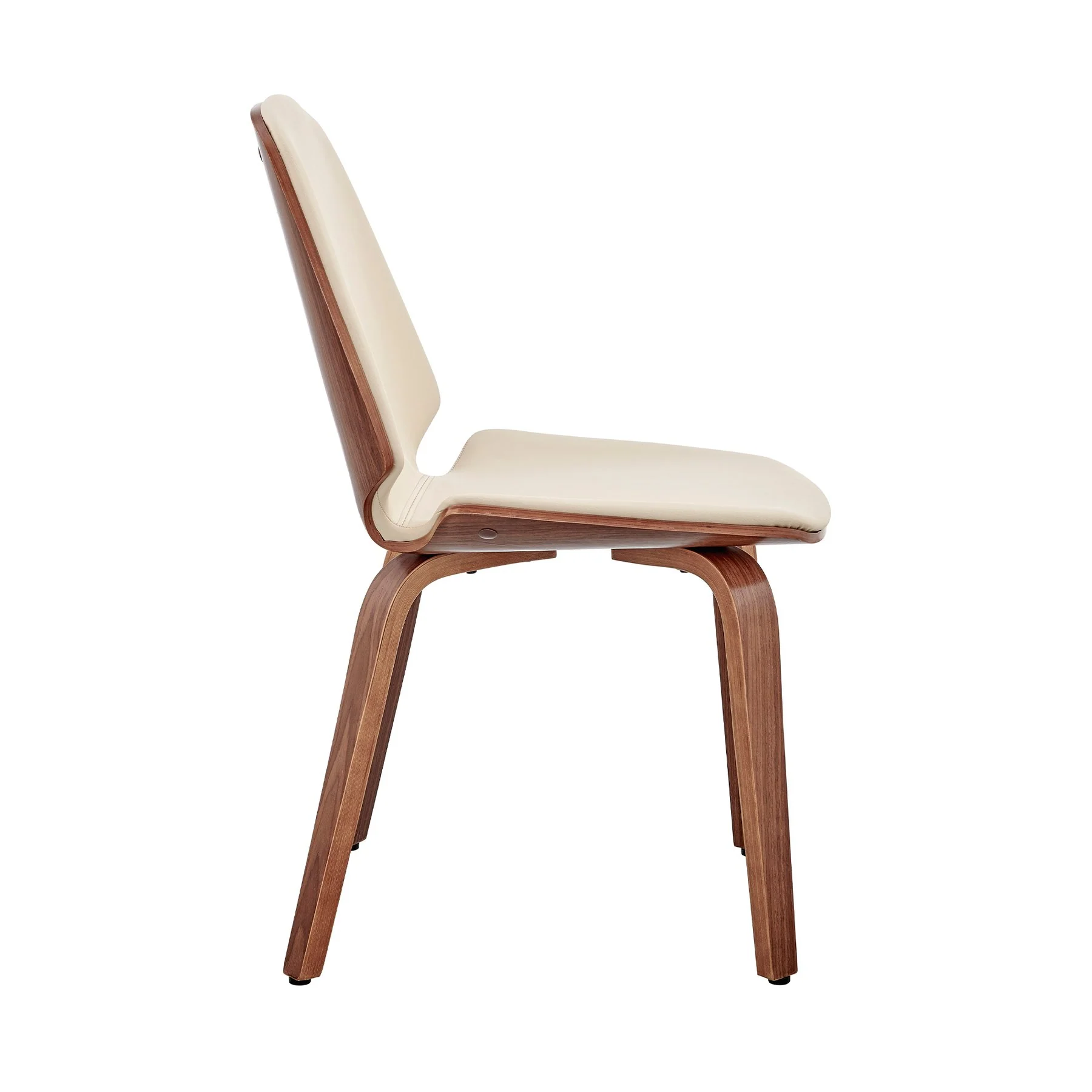 Brinley Cream Faux Leather and Walnut Wood Dining Room Accent Chair - Image 3
