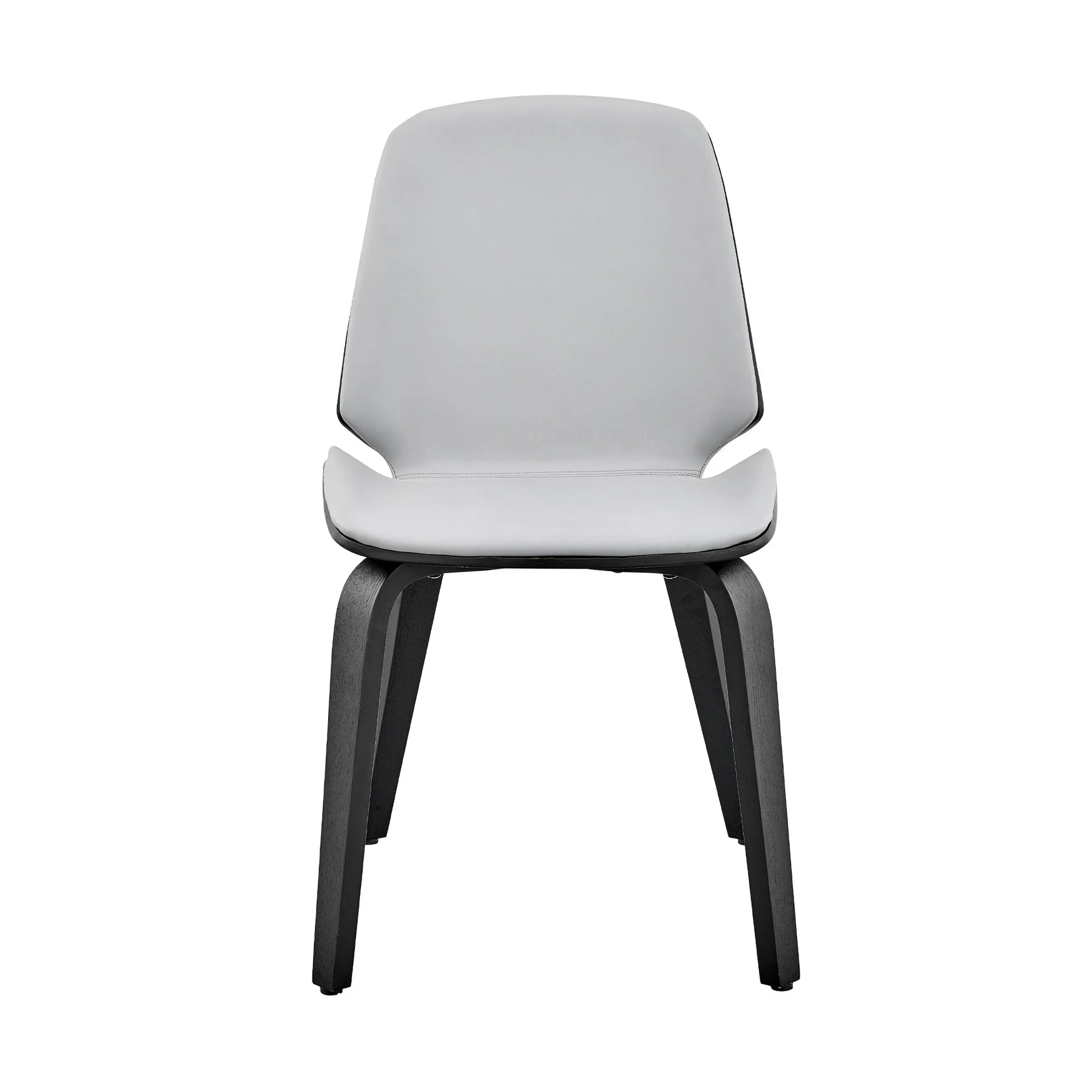 Brinley Gray Faux Leather and Black Wood Dining Room Accent Chair - Image 2