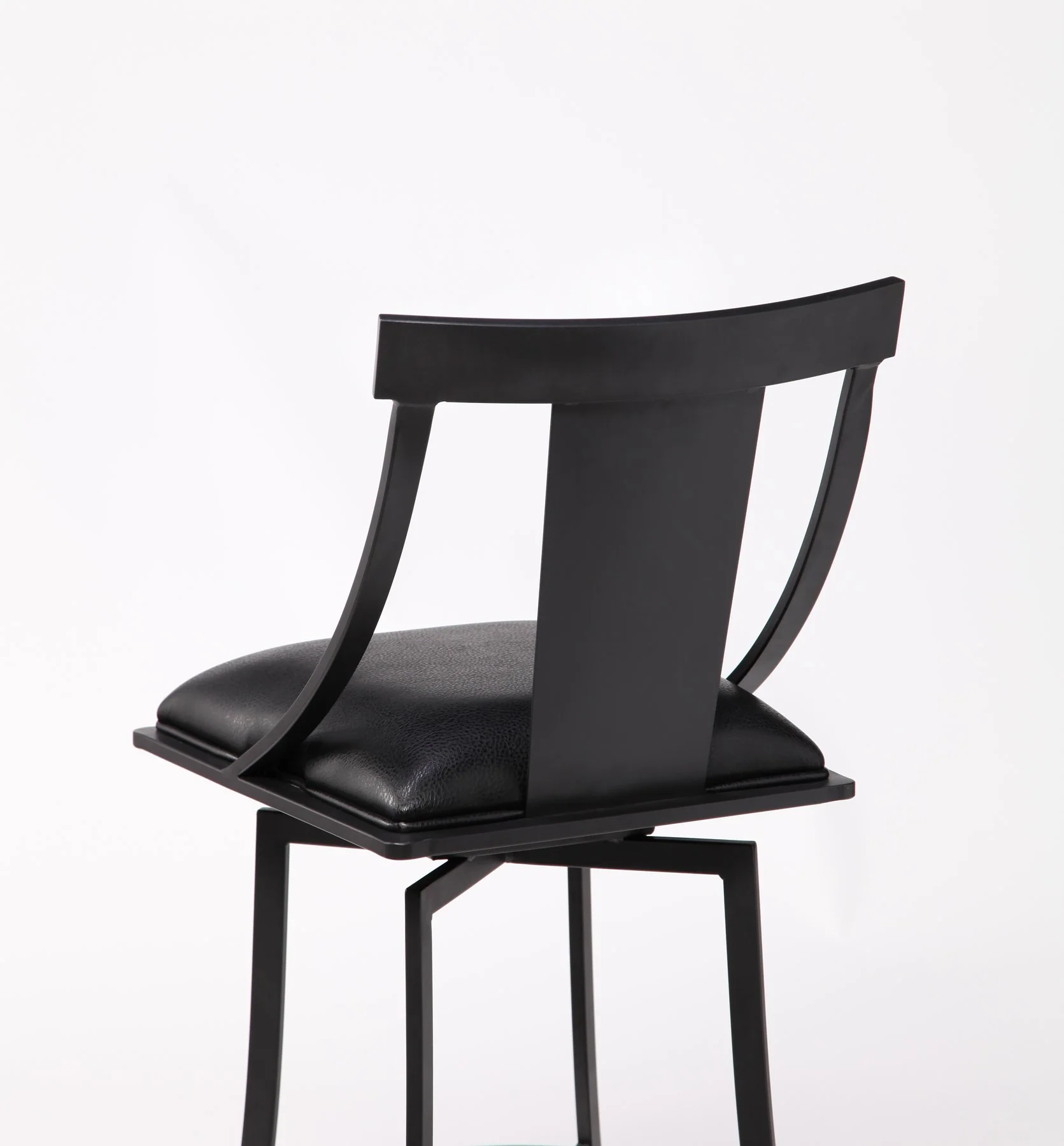 Brisbane Contemporary 26" Counter Height Barstool in Matte Black Finish and Black Faux Leather - Image 3