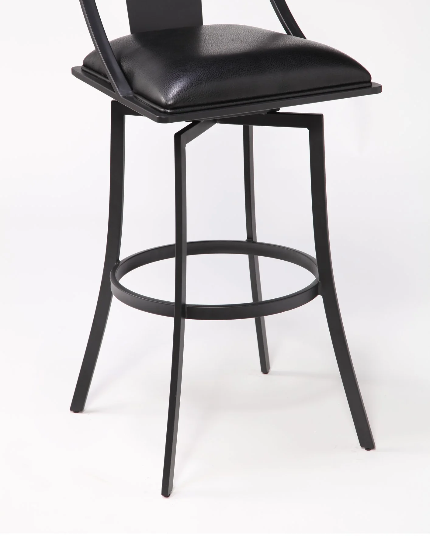 Brisbane Contemporary 26" Counter Height Barstool in Matte Black Finish and Black Faux Leather - Image 5