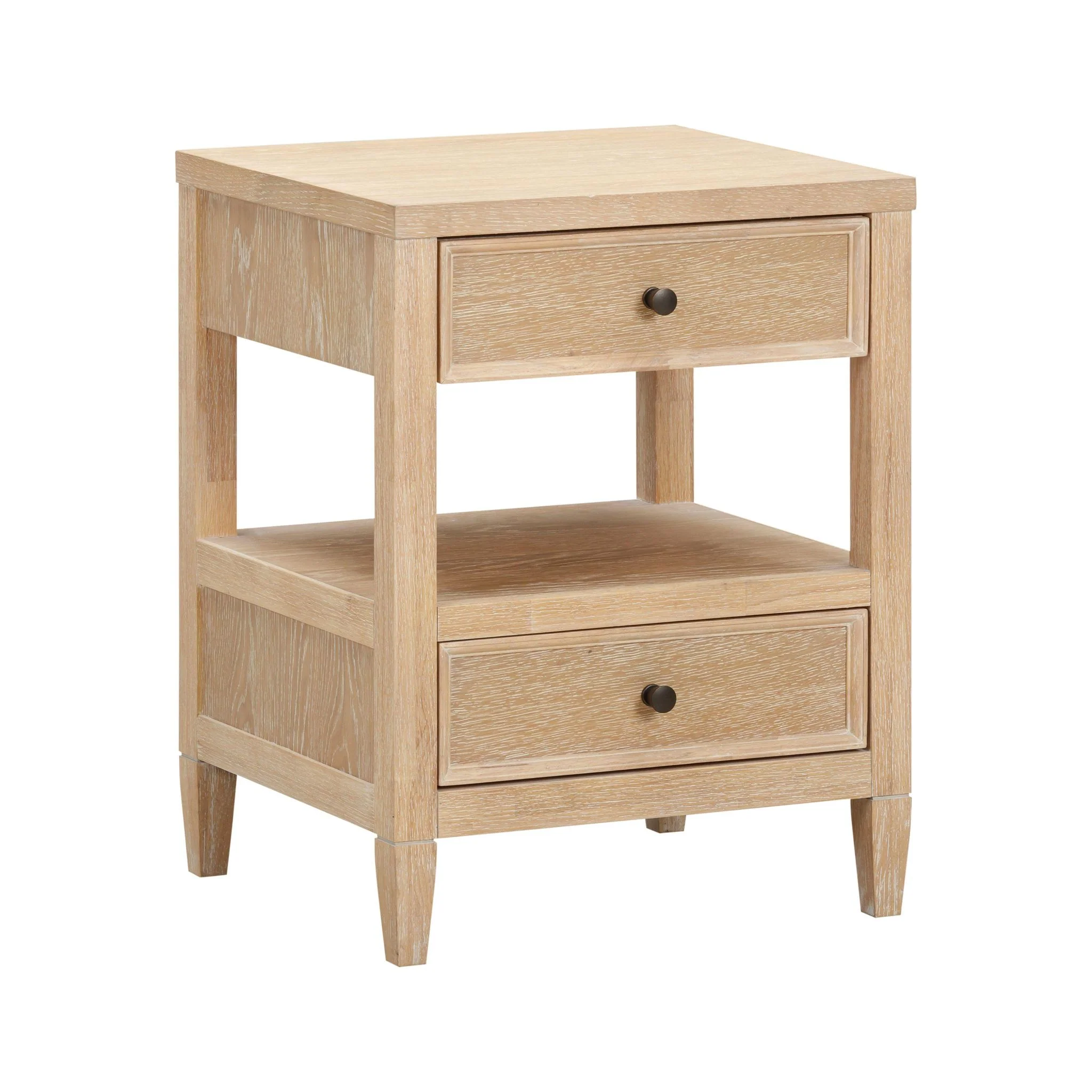 Bristol Park Whitewashed Oak Wood Open Nightstand - Image 3