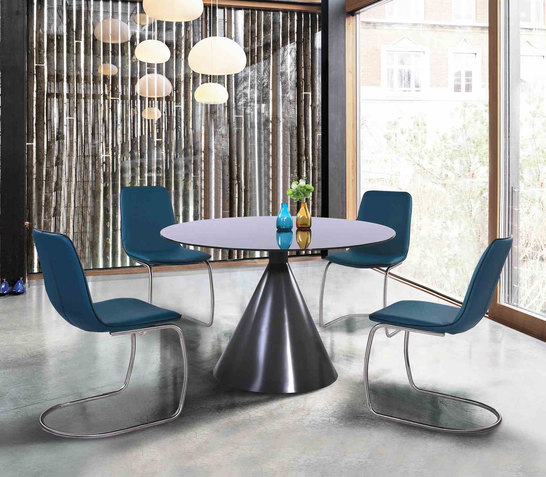 Brittany Contemporary Dining Table in Gray Matte Finish and Gray Glass Top - Image 5