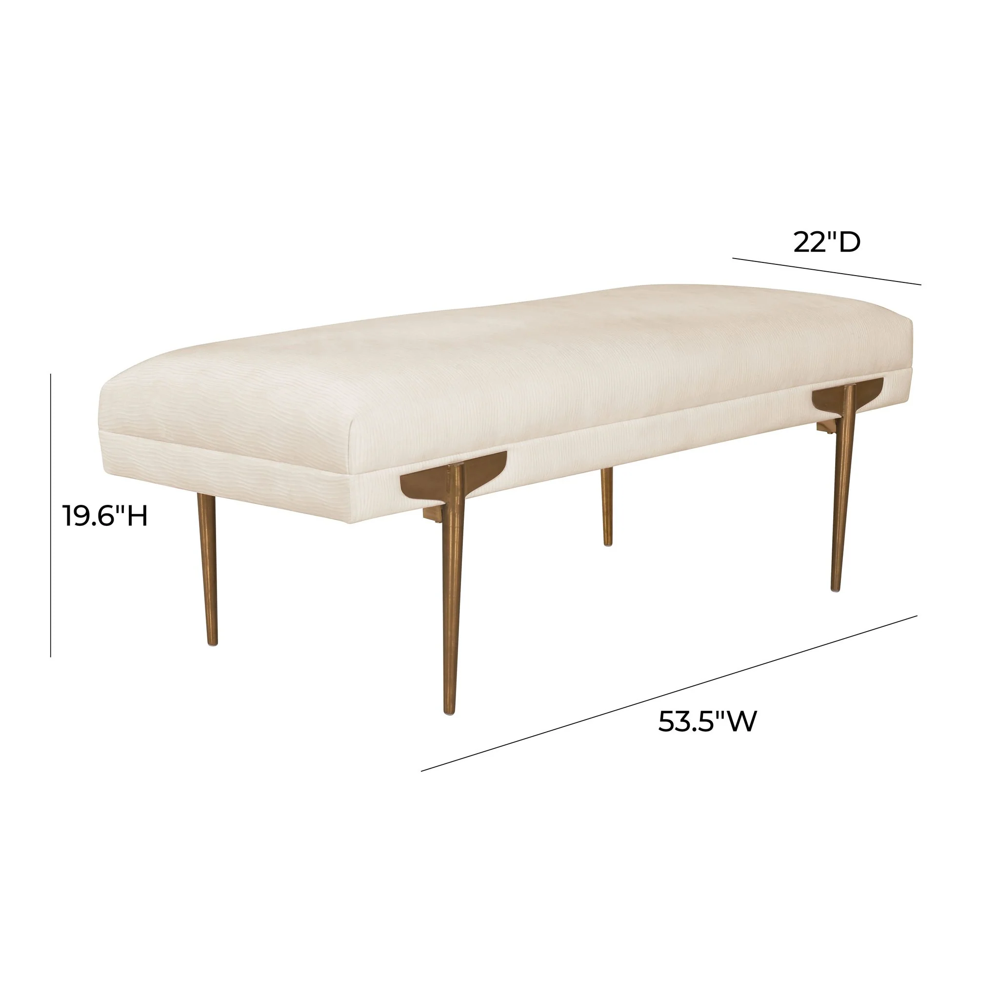 Brno White Waived Velvet Bench - Image 5