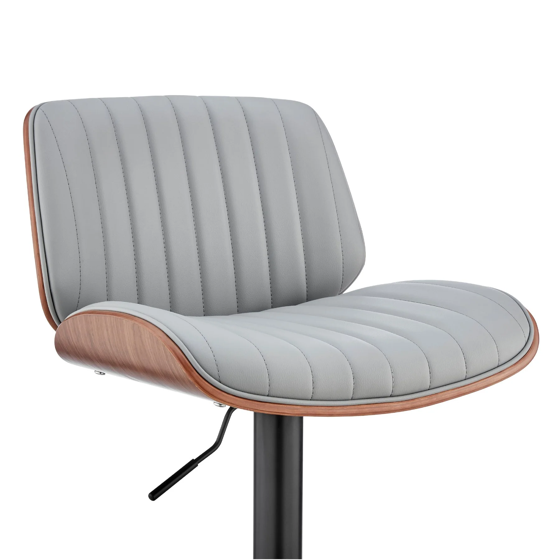 Brock Adjustable Gray Faux Leather and Walnut Wood with Black Finish Bar Stool - Image 6