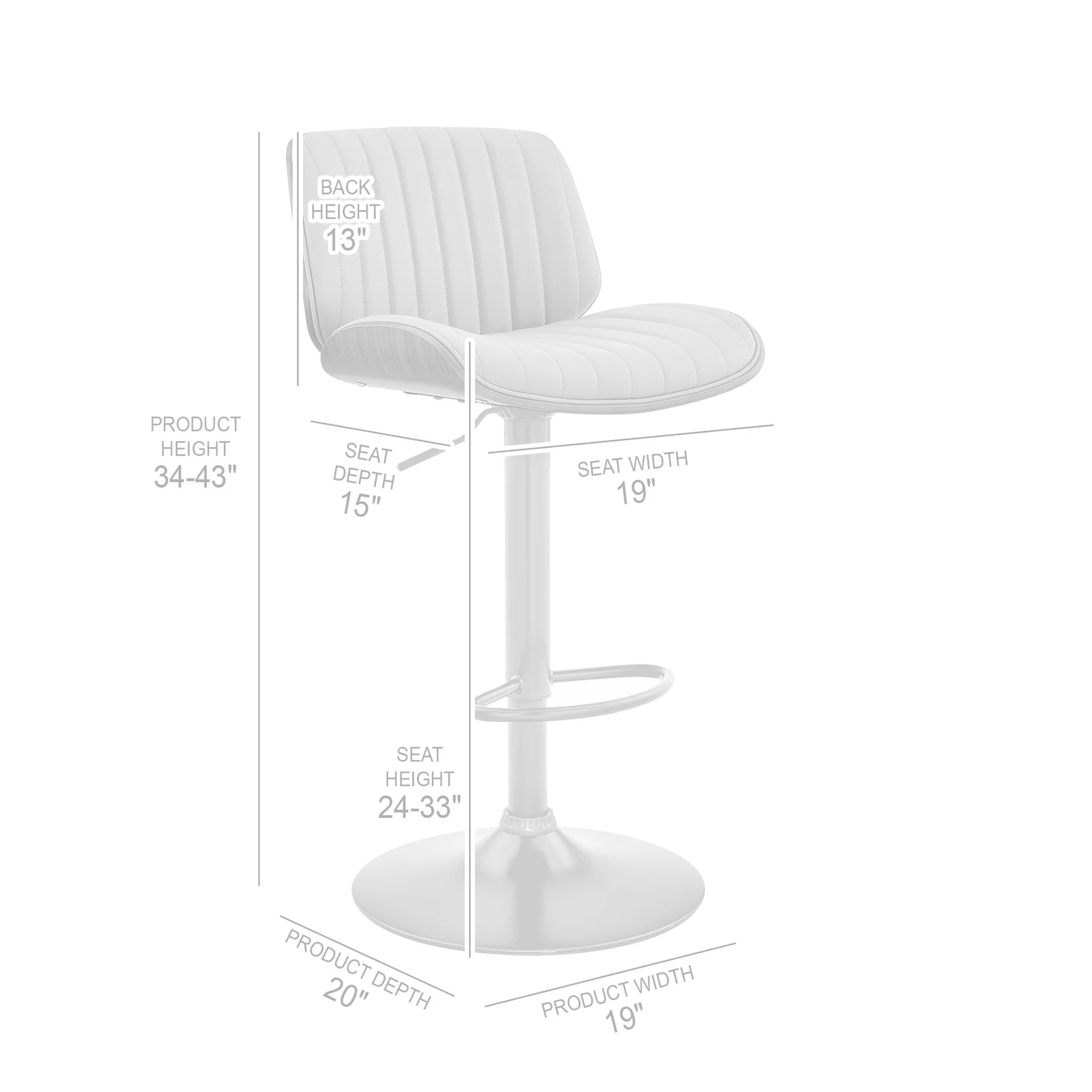 Brock Adjustable Gray Faux Leather and Walnut Wood with Chrome Finish Bar Stool - Image 10