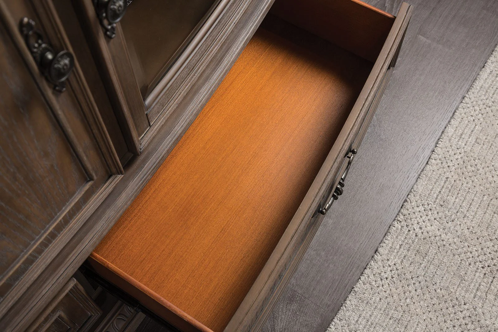 Bromoak Entertainment Center, Weathered Oak - Image 6