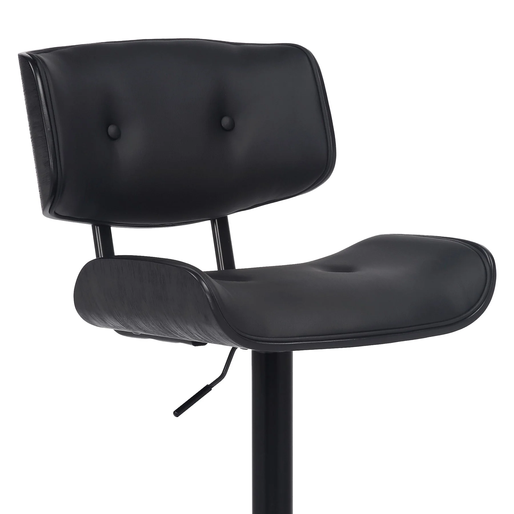 Brooklyn Adjustable Swivel Black Faux Leather and Black Wood Bar Stool with Black Base - Image 6