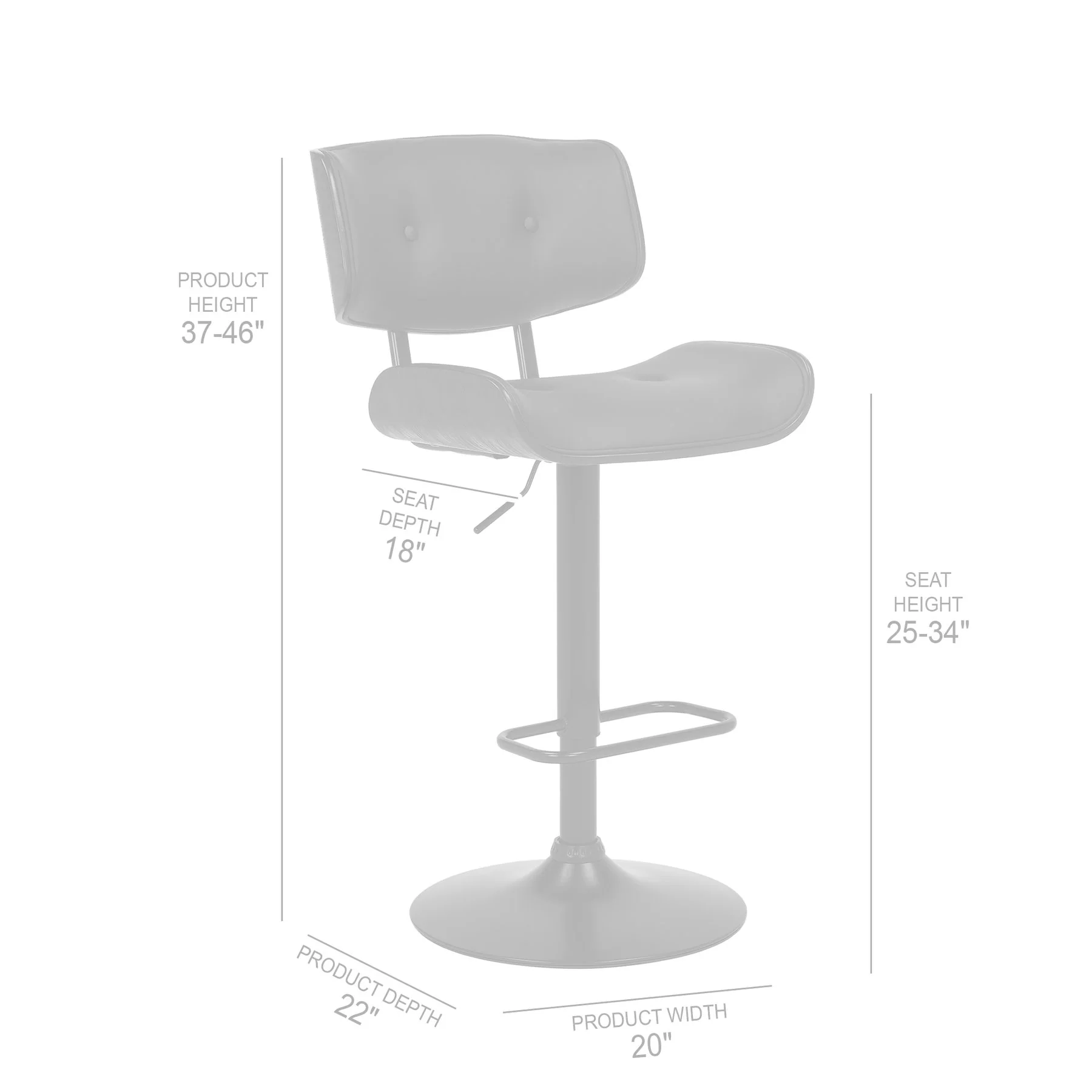Brooklyn Adjustable Swivel Black Faux Leather and Black Wood Bar Stool with Black Base - Image 9