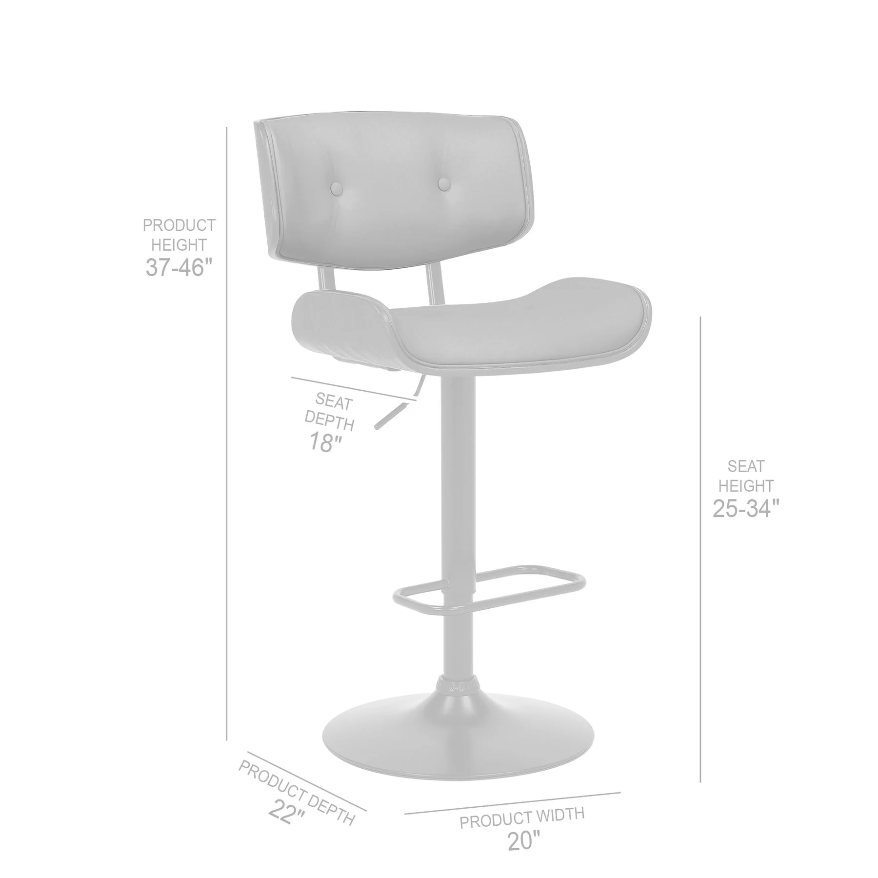 Brooklyn Adjustable Swivel Cream Faux Leather and Black Wood Bar Stool with Black Base - Image 9