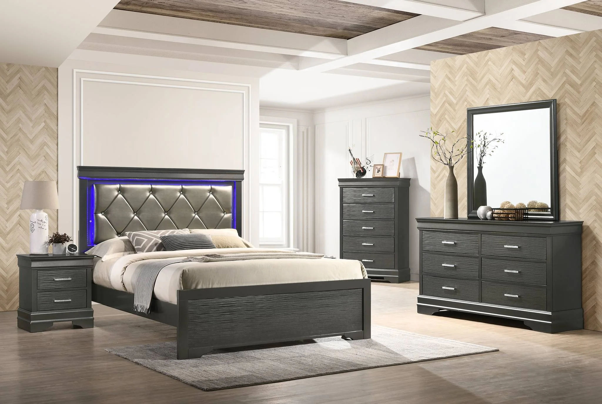Brooklyn King 4 Bedroom Set Gray - Image 2