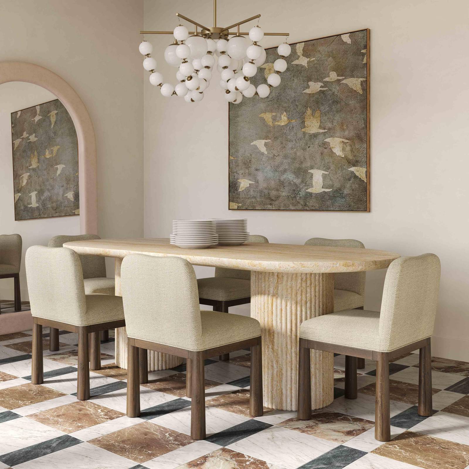 Brut Travertine Pattern Indoor/Outdoor Dining Table - Image 2