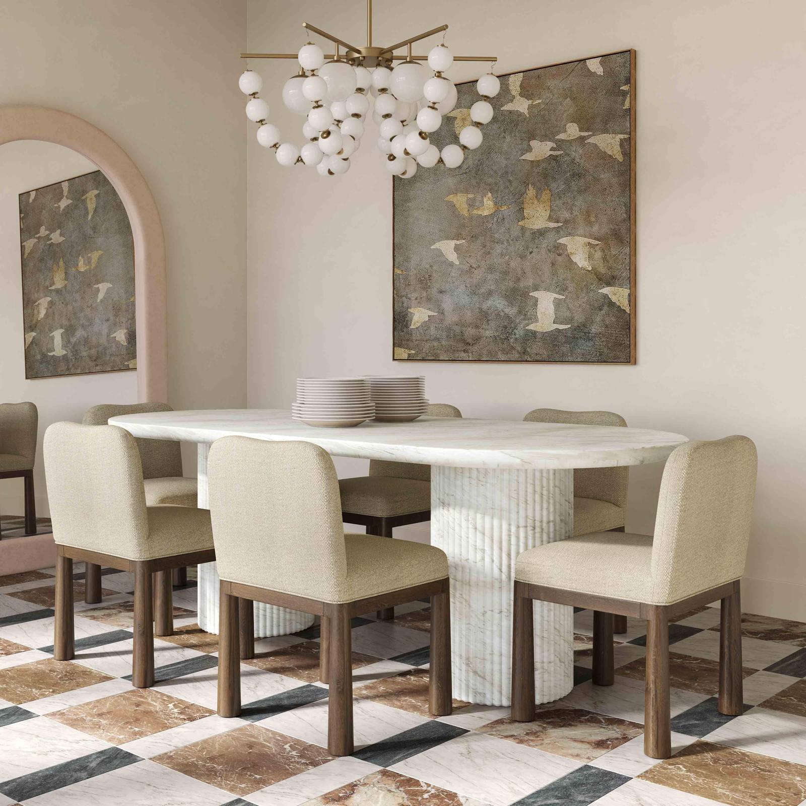Brut White Marble Pattern Indoor/Outdoor Dining Table - Image 2