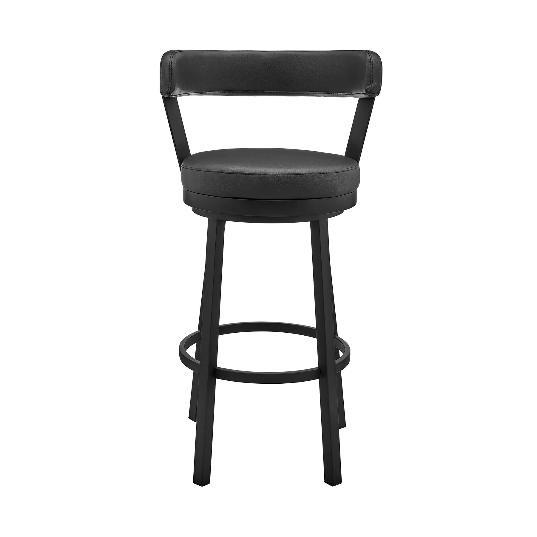 Bryant 26" Counter Height Swivel Bar Stool in Black Finish and Black Faux Leather - Image 2