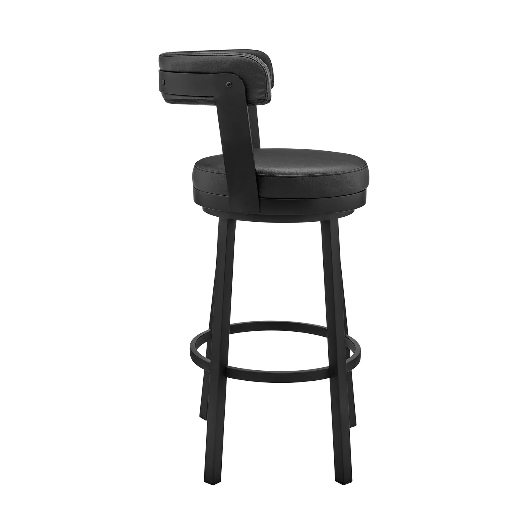 Bryant 26" Counter Height Swivel Bar Stool in Black Finish and Black Faux Leather - Image 3