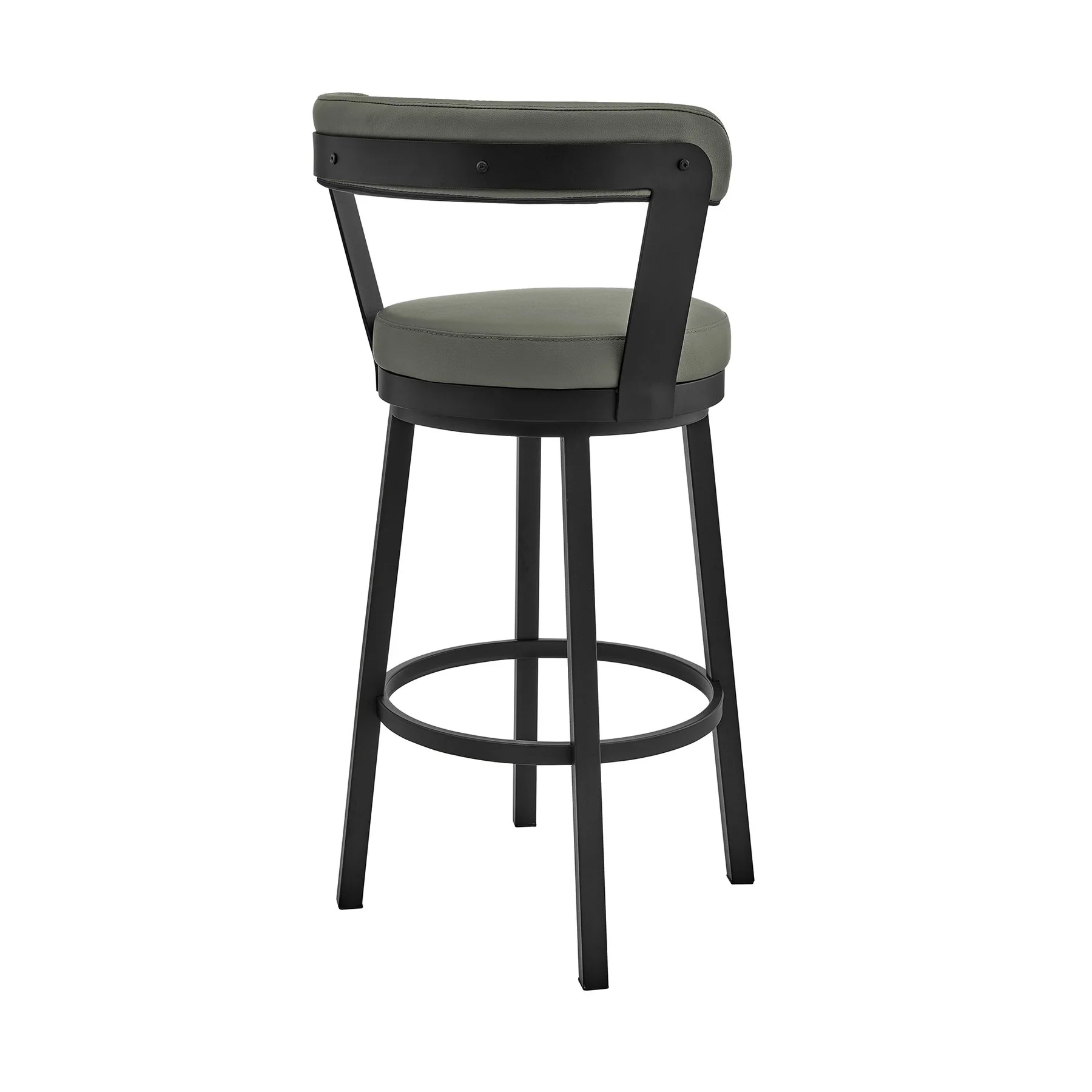Bryant 26" Counter Height Swivel Bar Stool in Black Finish and Gray Faux Leather - Image 4
