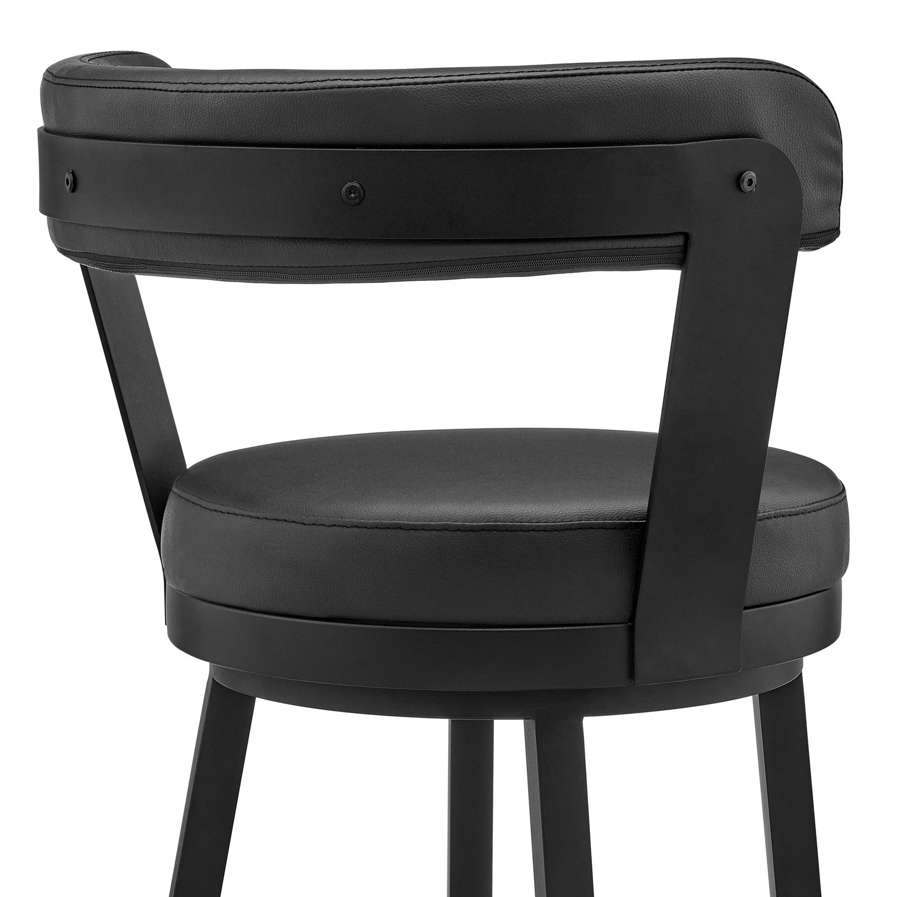 Bryant 30" Bar Height Swivel Bar Stool in Black Finish and Black Faux Leather - Image 7