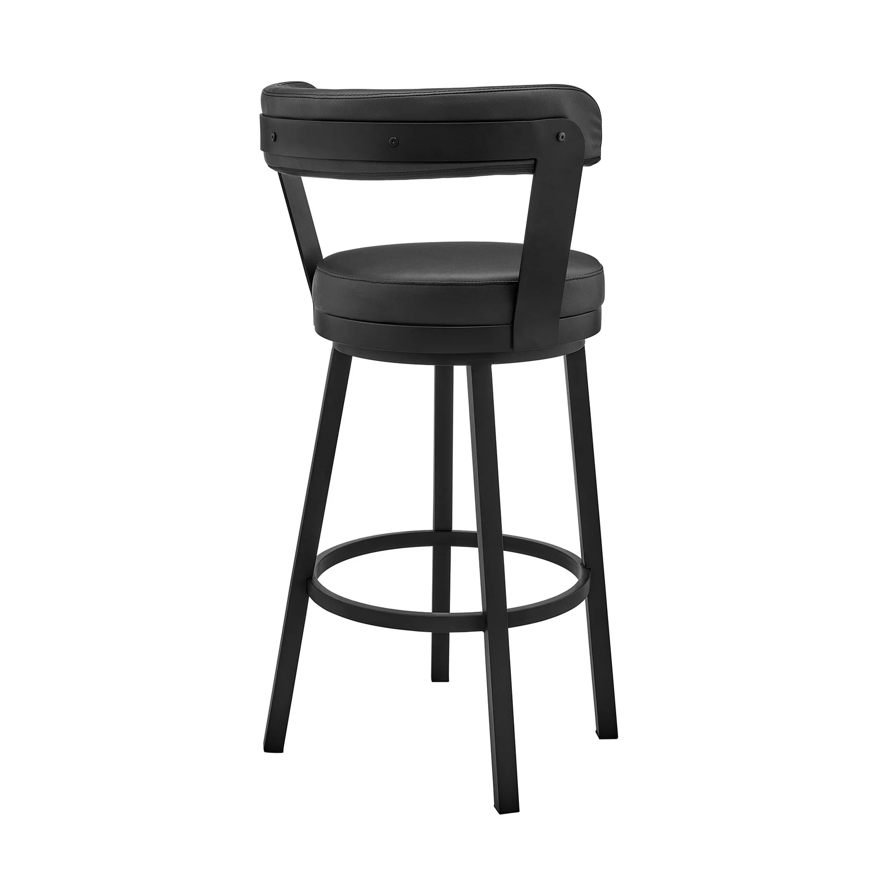 Bryant 30" Bar Height Swivel Bar Stool in Black Finish and Black Faux Leather - Image 4