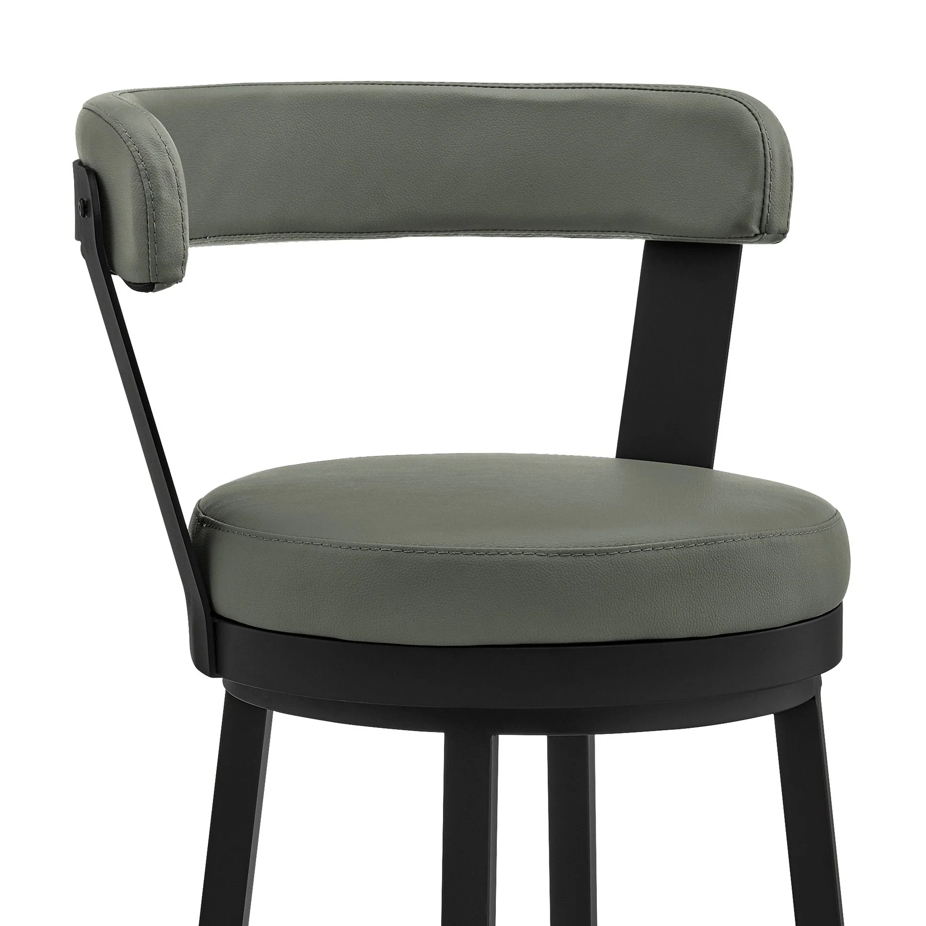 Bryant 30" Bar Height Swivel Bar Stool in Black Finish and Gray Faux Leather - Image 6