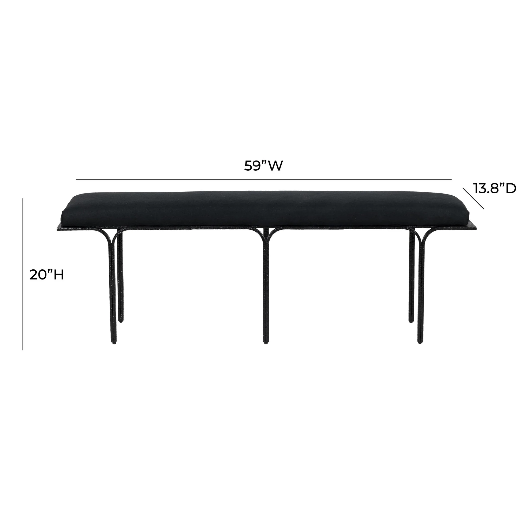 Bryn Black Linen Bench - Image 6
