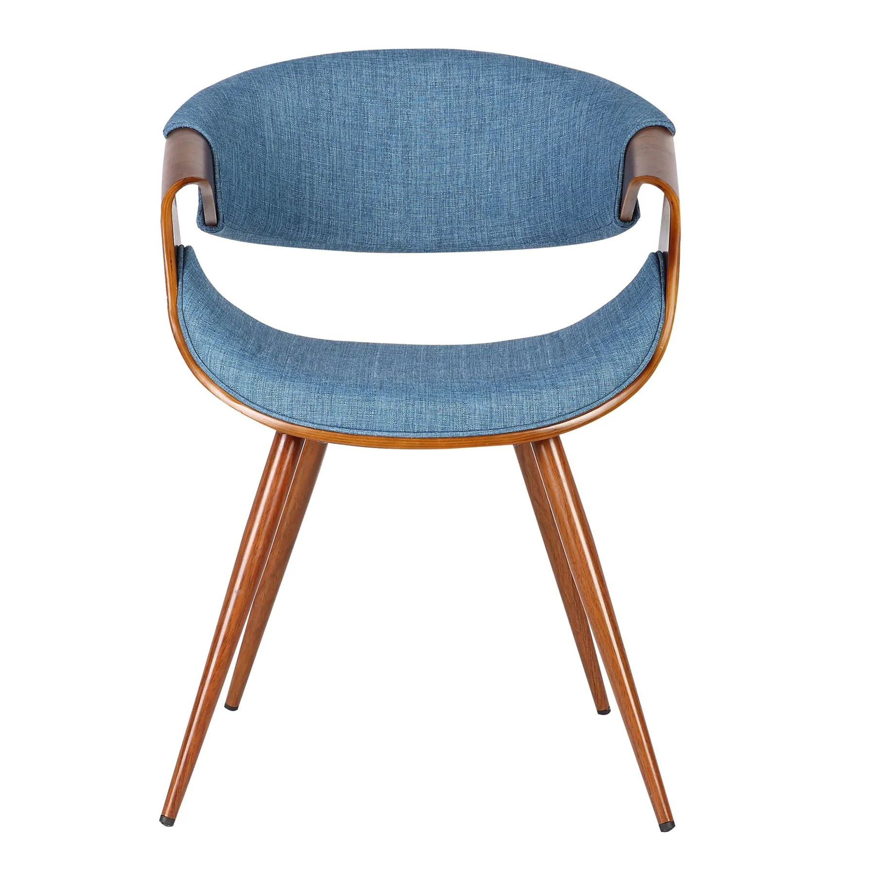 Butterfly Mid-Century Dining Chair in Walnut Finish and Blue Fabric - Image 2