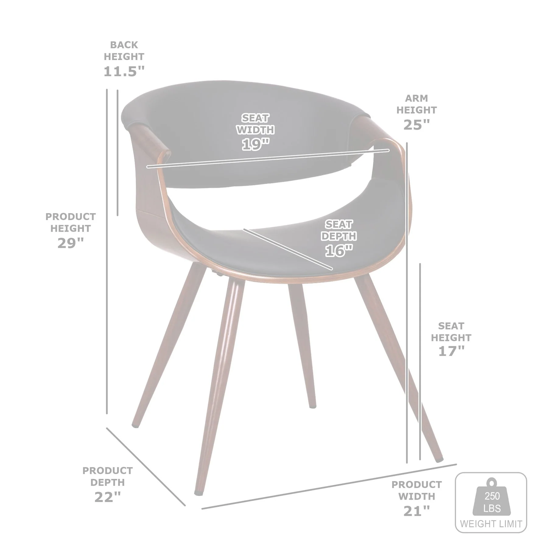 Butterfly Mid-Century Dining Chair in Walnut Finish and Charcoal Fabric - Image 7