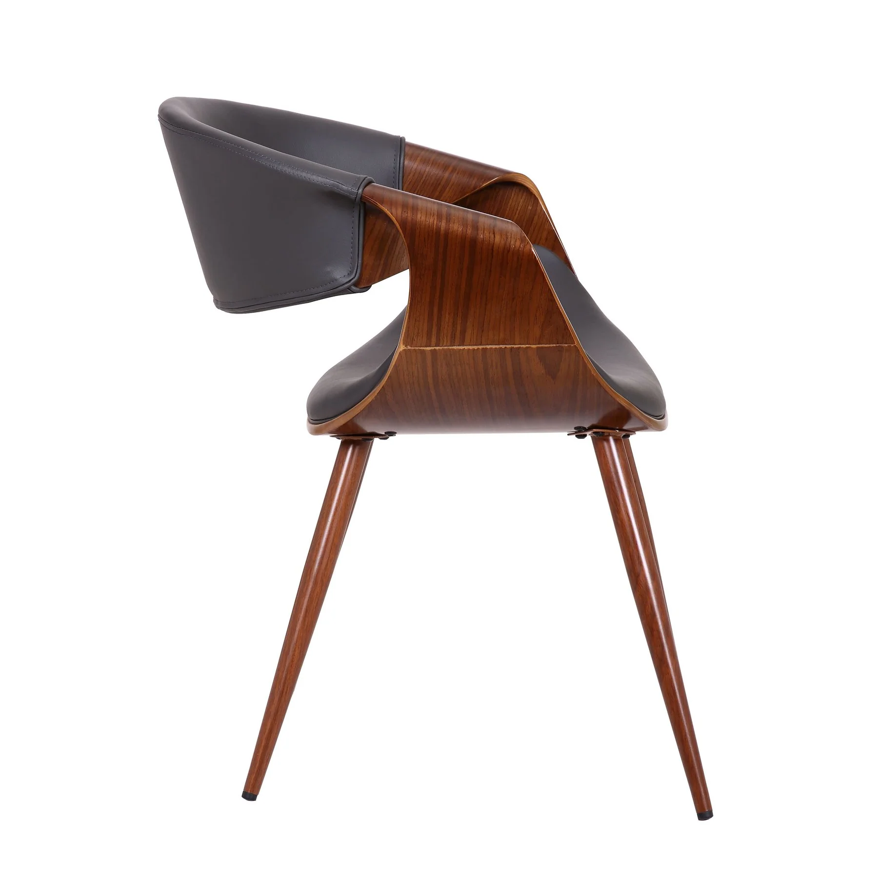 Butterfly Mid-Century Dining Chair in Walnut Finish and Gray Fabric - Image 3