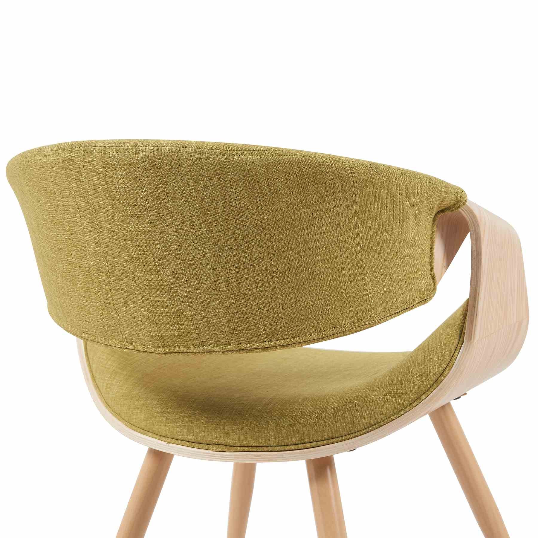 Butterfly Mid-Century Upholstered Dining Chair in Green and Patterned Oak Finish - Image 5