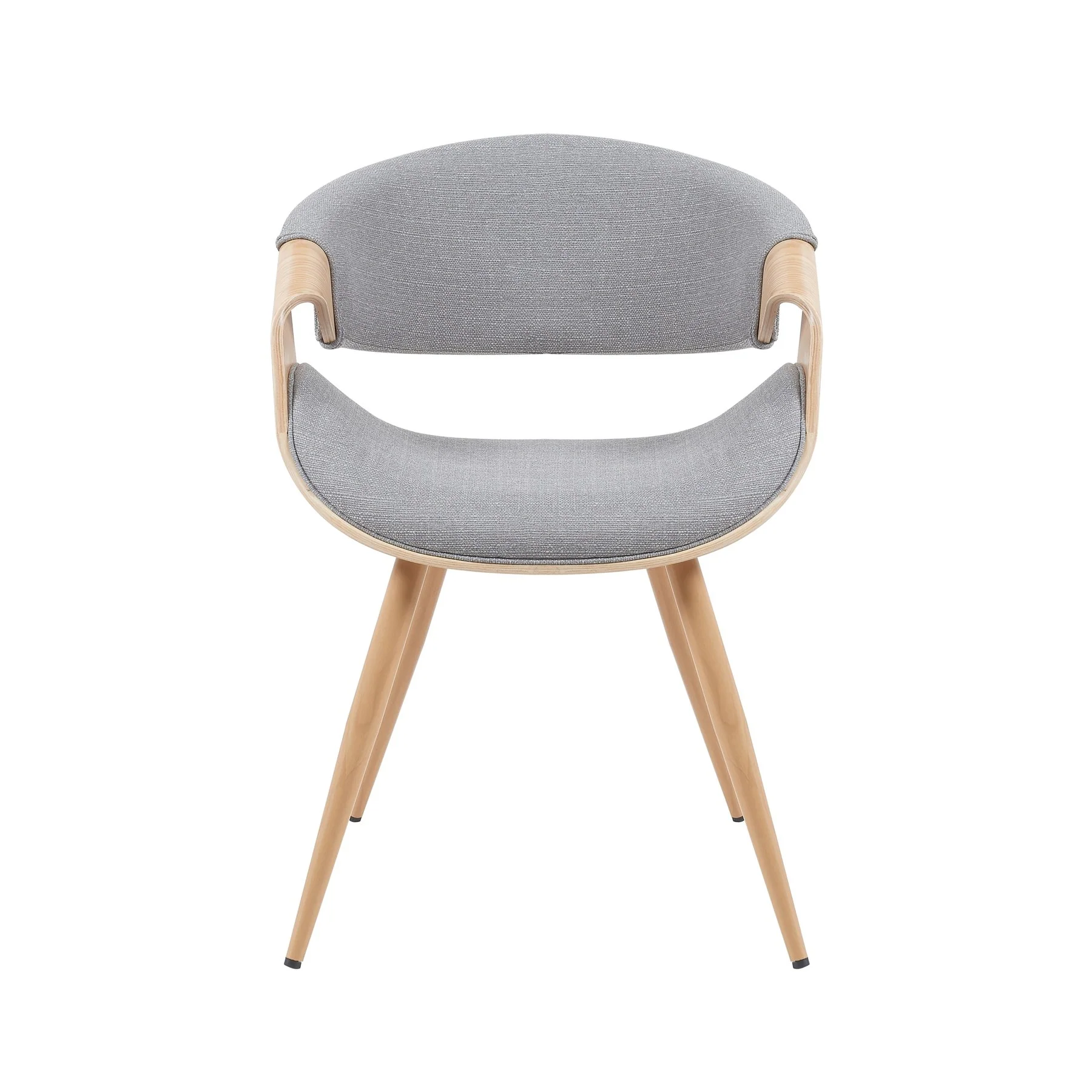 Butterfly Mid-Century Upholstered Dining Chair in Grey and Patterned Oak Finish - Image 2