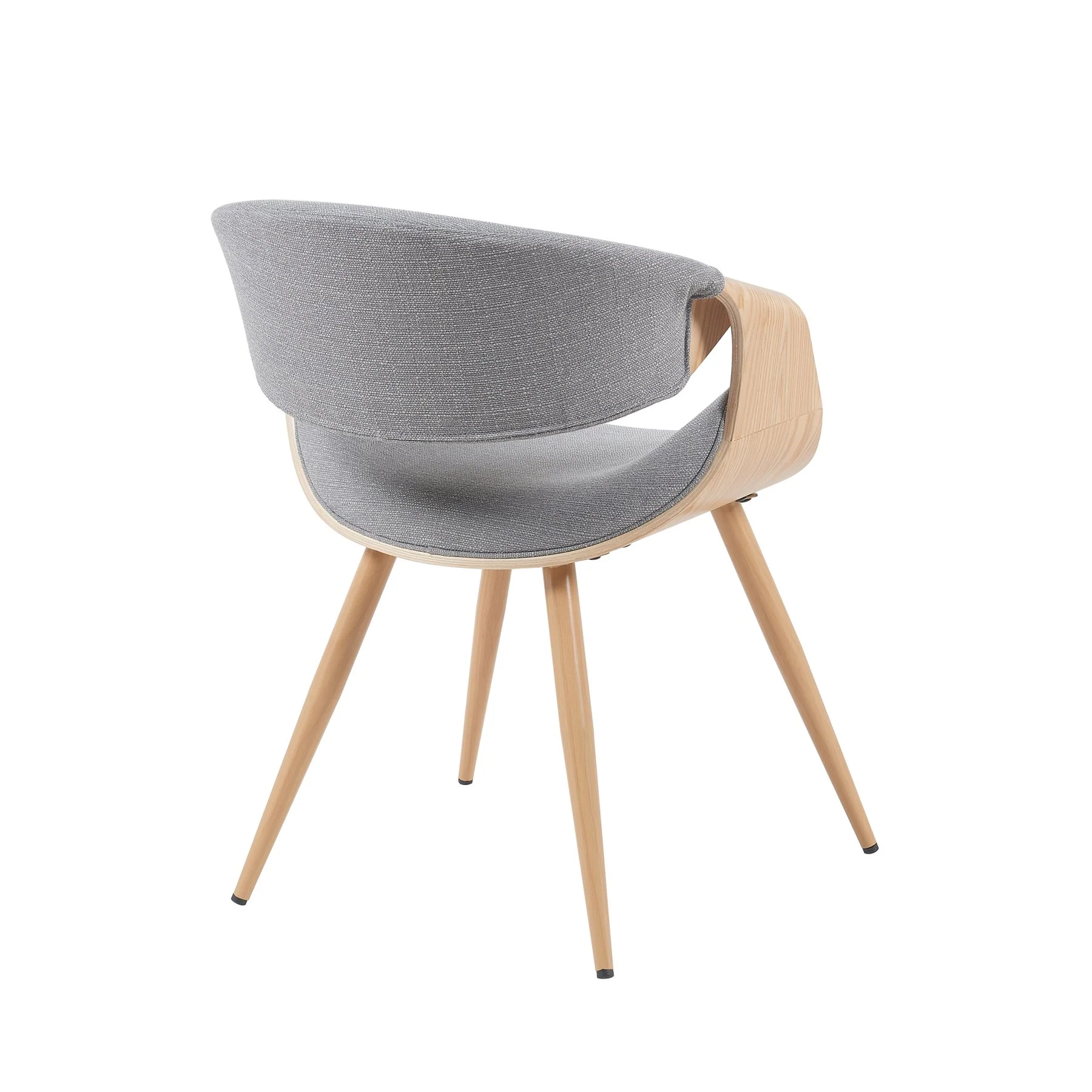 Butterfly Mid-Century Upholstered Dining Chair in Grey and Patterned Oak Finish - Image 3