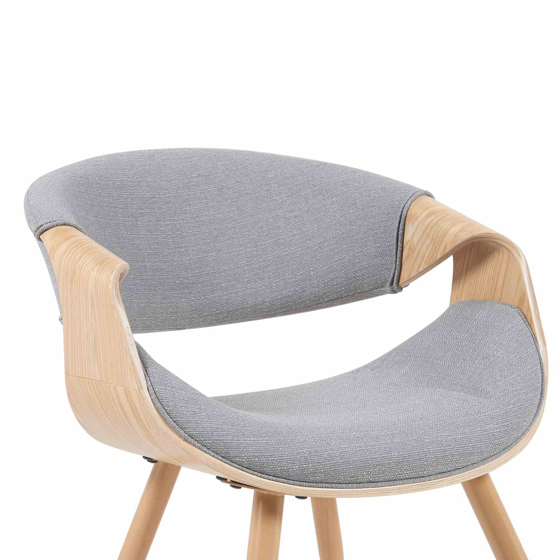 Butterfly Mid-Century Upholstered Dining Chair in Grey and Patterned Oak Finish - Image 4