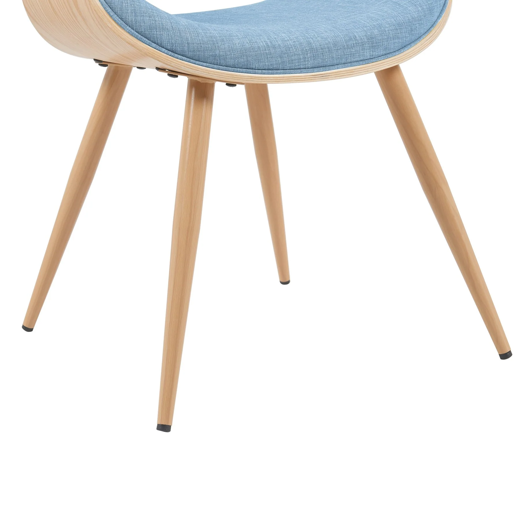 Butterfly Mid-Century Upholstered Dining Chair in Light Blue and Patterned Oak Finish - Image 6