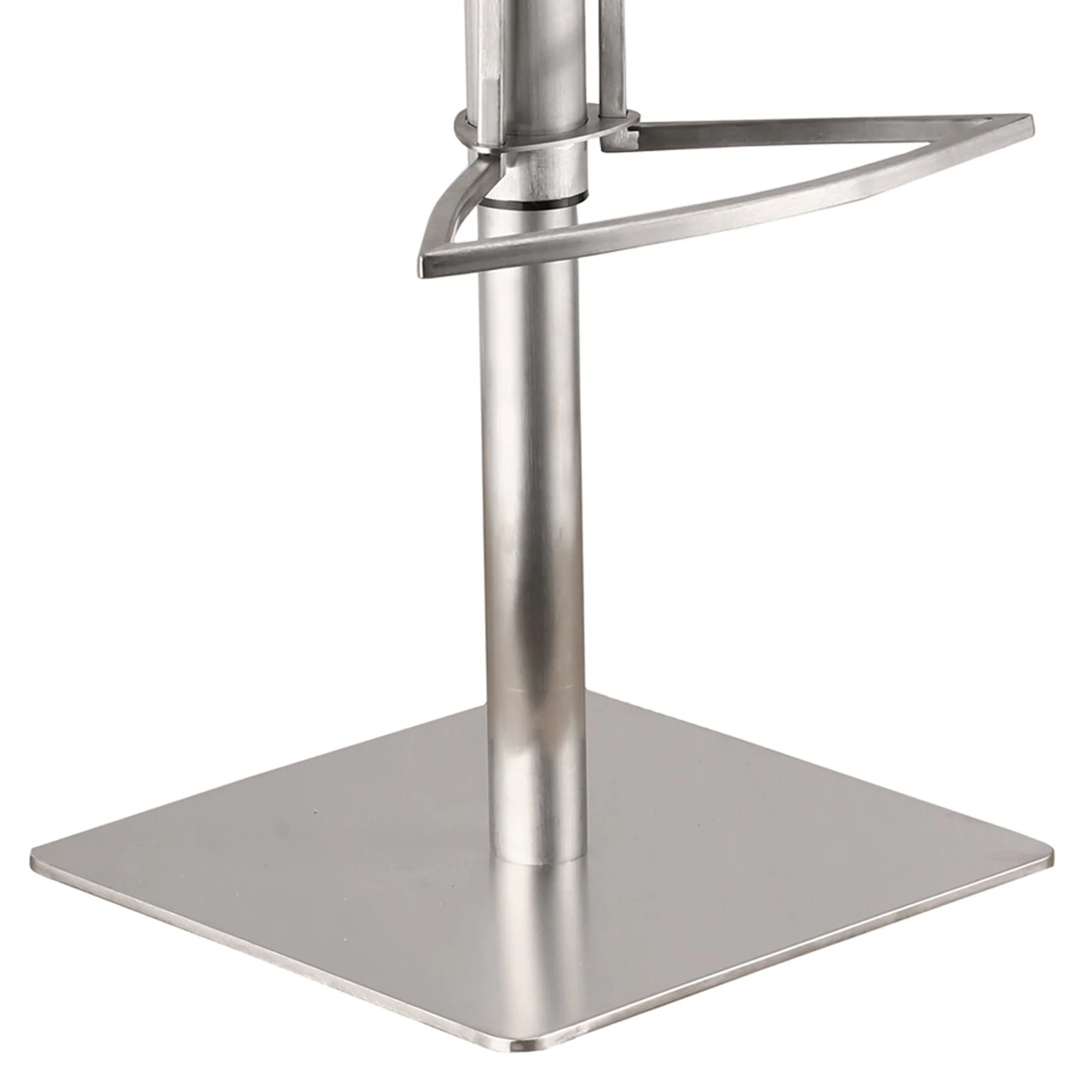 Café Adjustable Height Swivel White Faux Leather and Walnut Bar Stool with Brushed Stainless Steel Base - Image 4