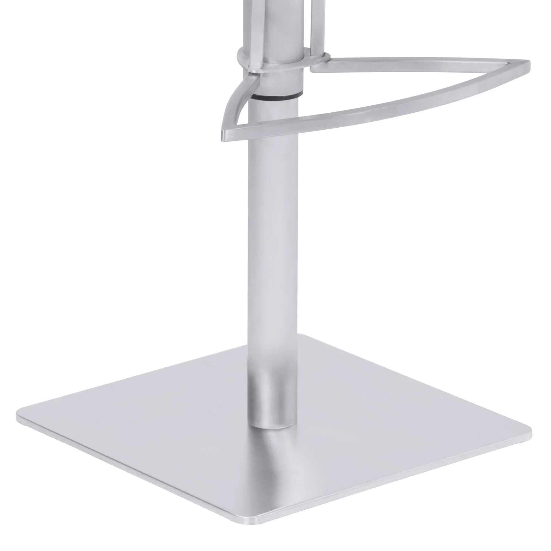Café Adjustable Metal Barstool in Gray Faux Leather with Brushed Stainless Steel Finish and Gray Walnut Wood Back - Image 4