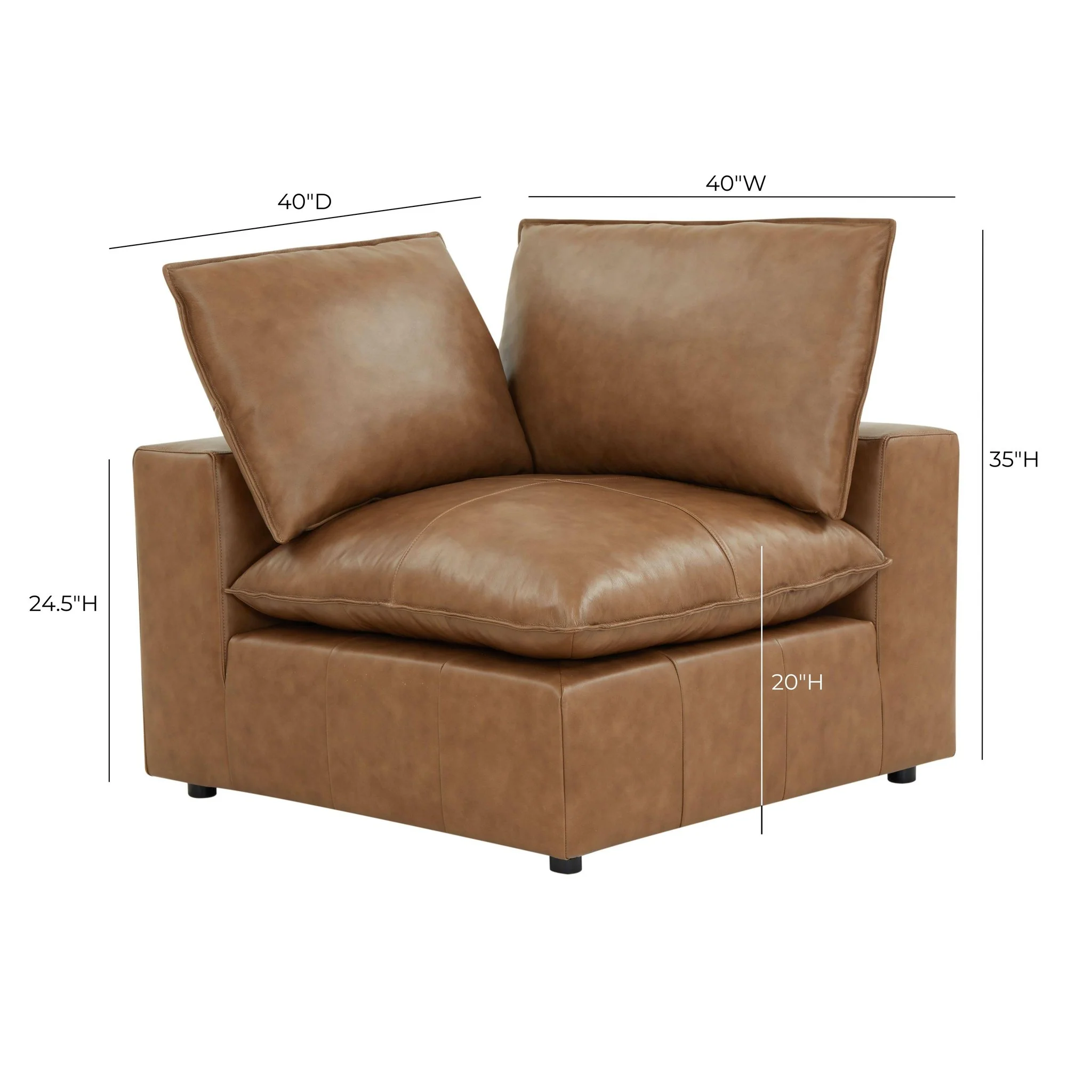 Cali Brown Leather Corner Chair - Image 7
