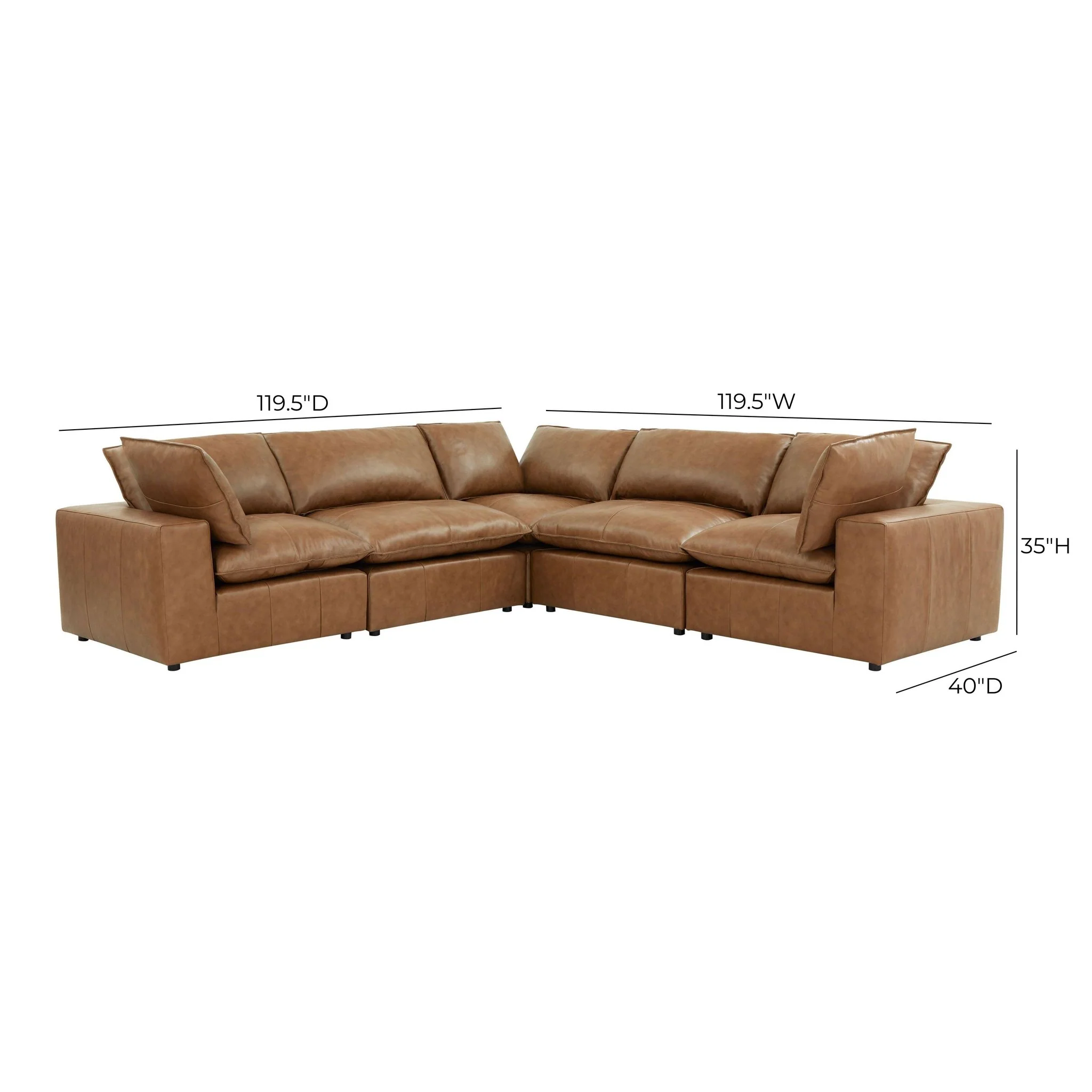 Cali Brown Leather Modular L-Sectional - Image 7