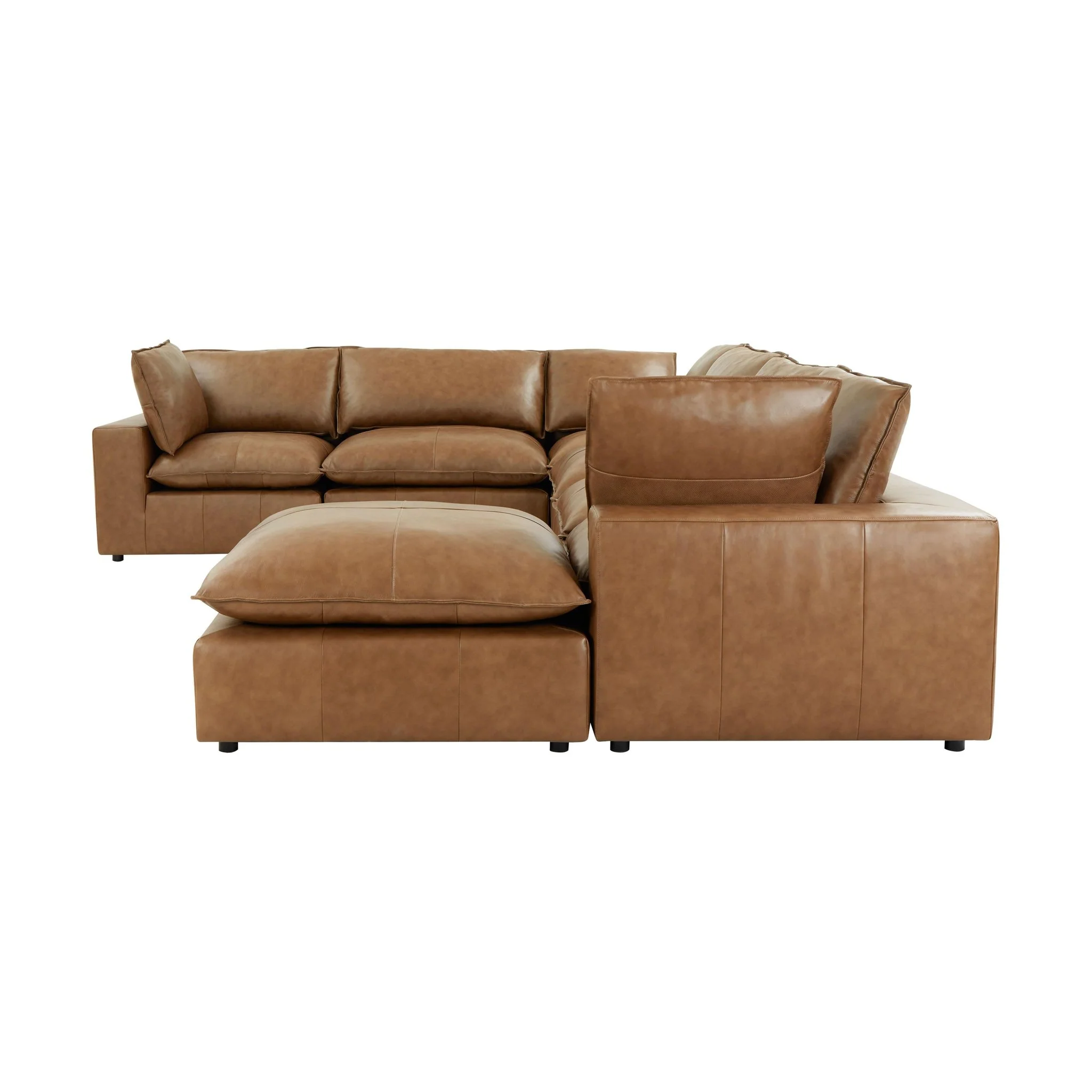 Cali Brown Leather Modular Large Chaise Sectional - Image 4