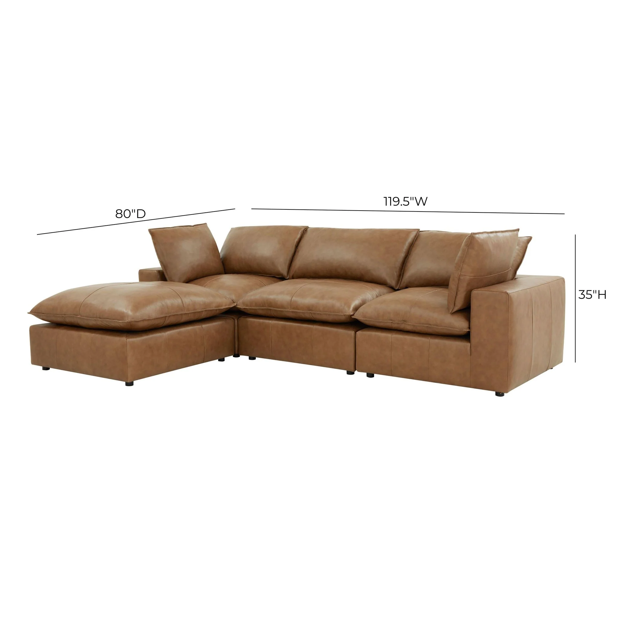 Cali Brown Leather Modular Sectional - Image 6