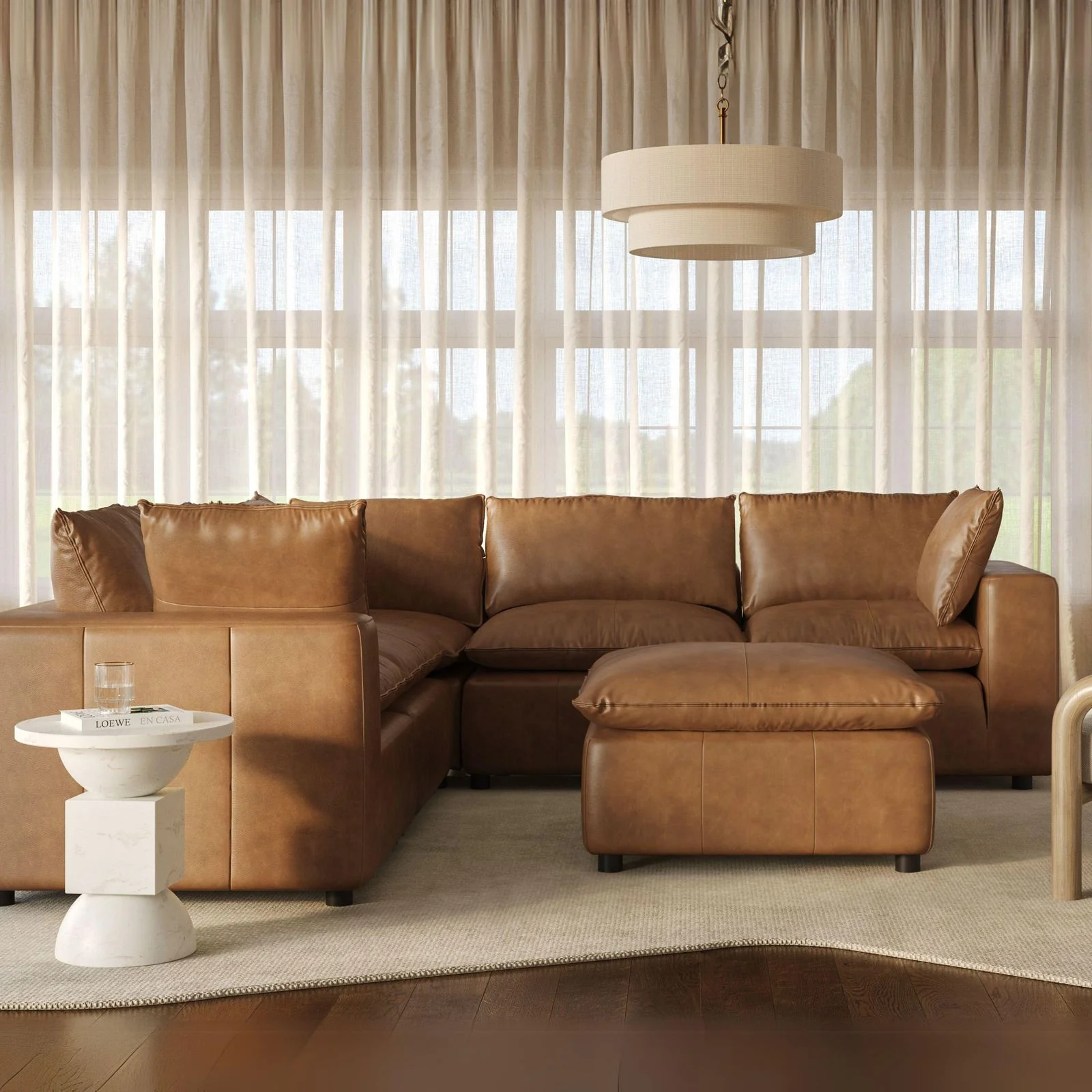 Cali Brown Leather Modular Sofa - Image 11