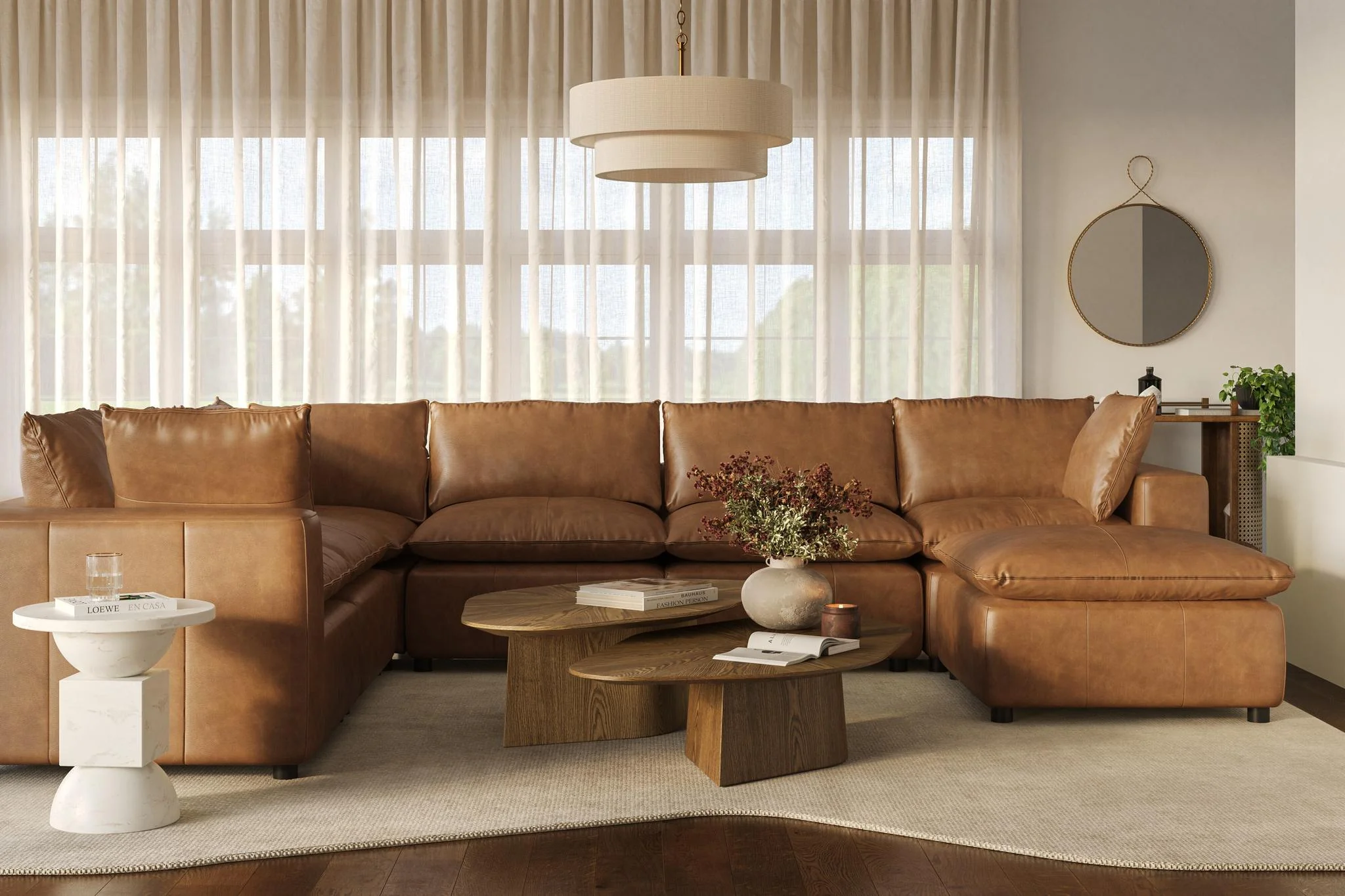 Cali Brown Leather Modular Sofa - Image 12